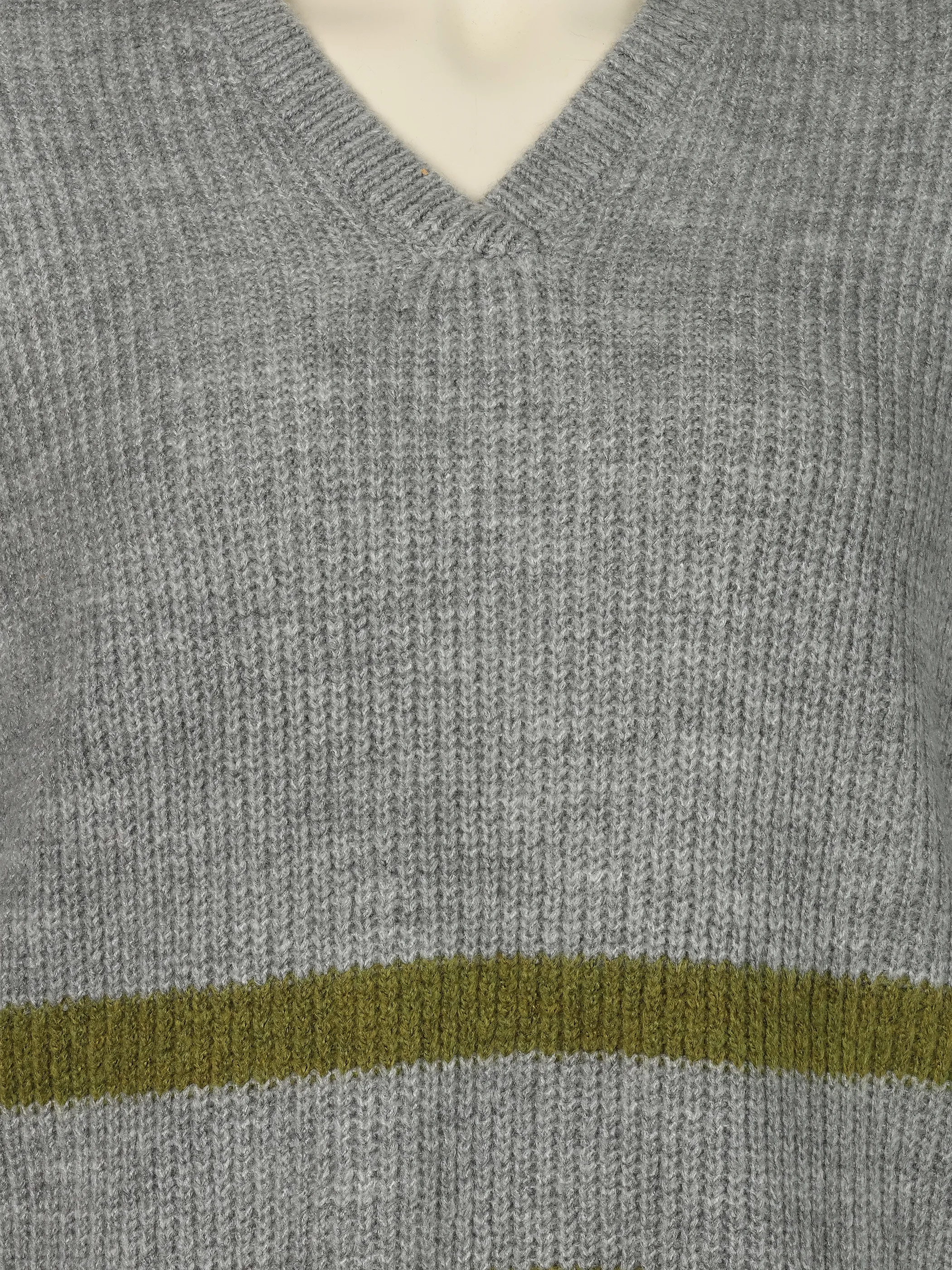 Sonja Blank Da-Pullover V-Ausschnit Grau 919491 HG/GRÜ 3