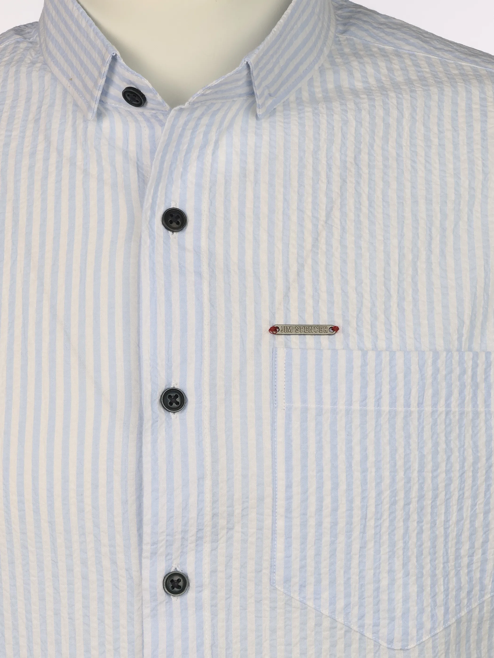 Jim Spencer He. Seersuckerhemd 1/2 Arm premium Blau 925170 BLUESTRIPE 3