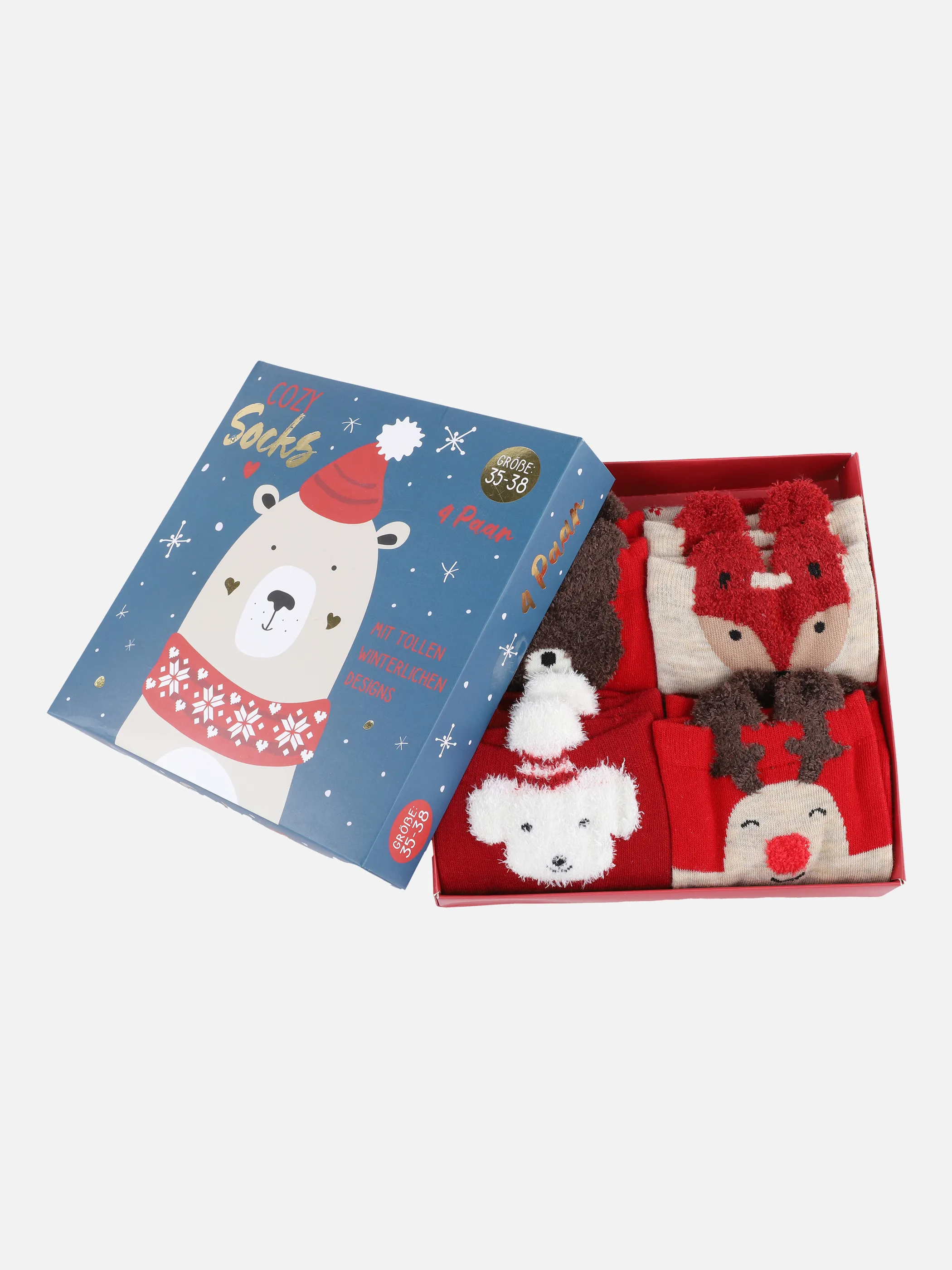 Weihnachtssocken 4er Pack XMas Gesche Rot 870396 ROT/WEIß 1