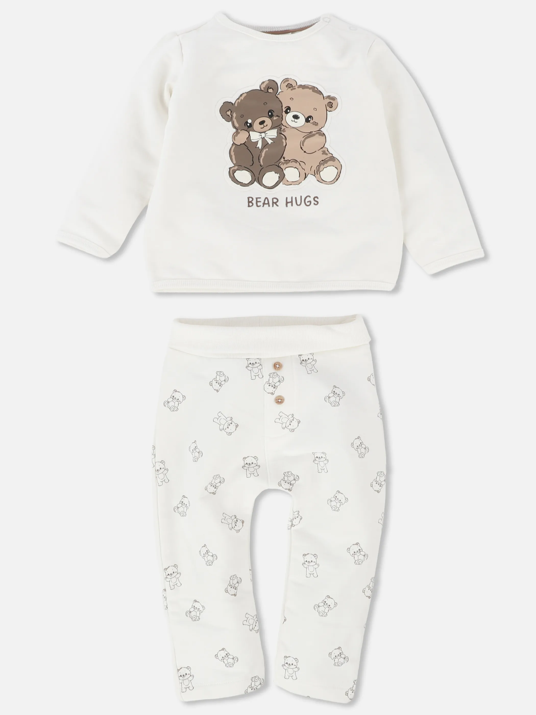 Bubble Gum BU 2pcs Set Sweatshirt mit Bärchenprint + Joggpant Weiß 932150 WEIß 2