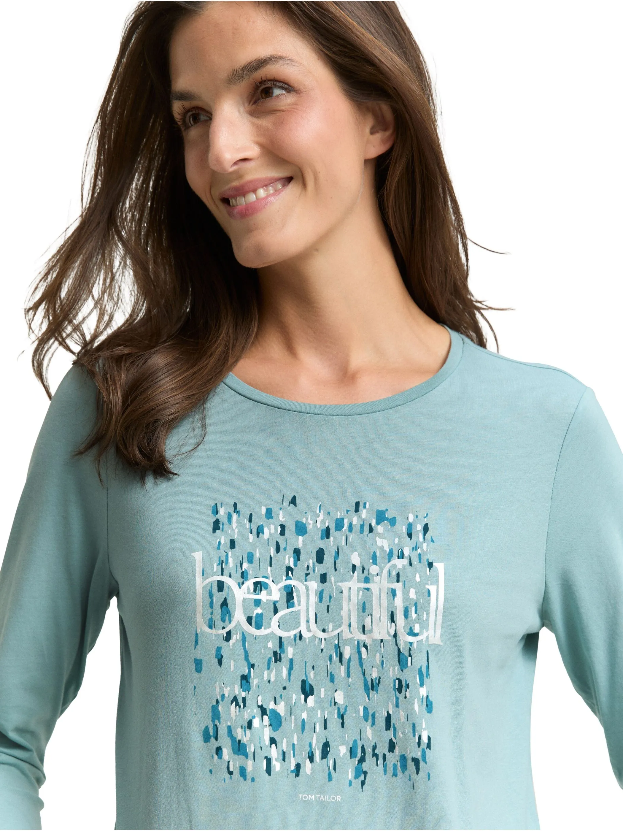 Tom Tailor 1048951 Longsleeve crew neck frontprint Grün 918873 27450