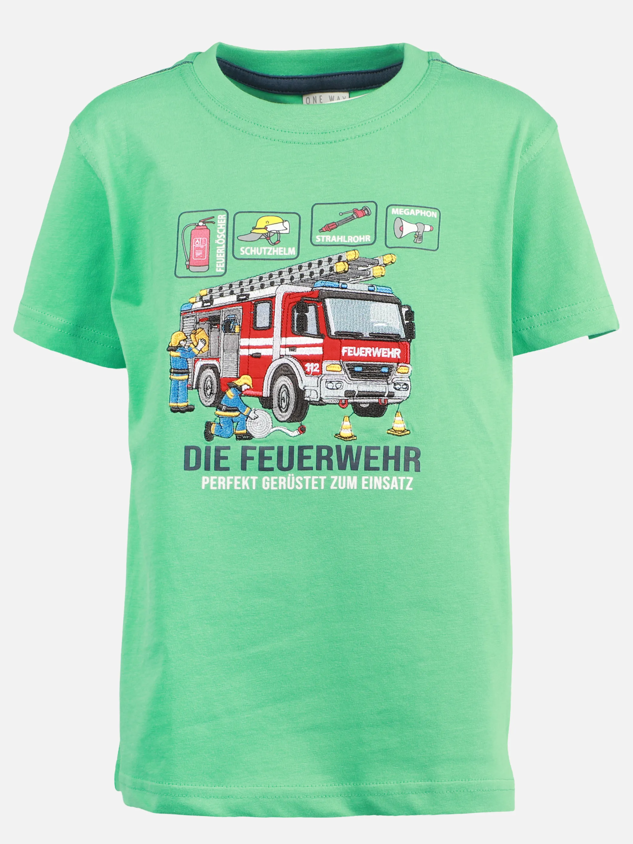 One Way MB T-Shirt mit Feuerwehr print in jungle green Grün 921991 GRÜN 1