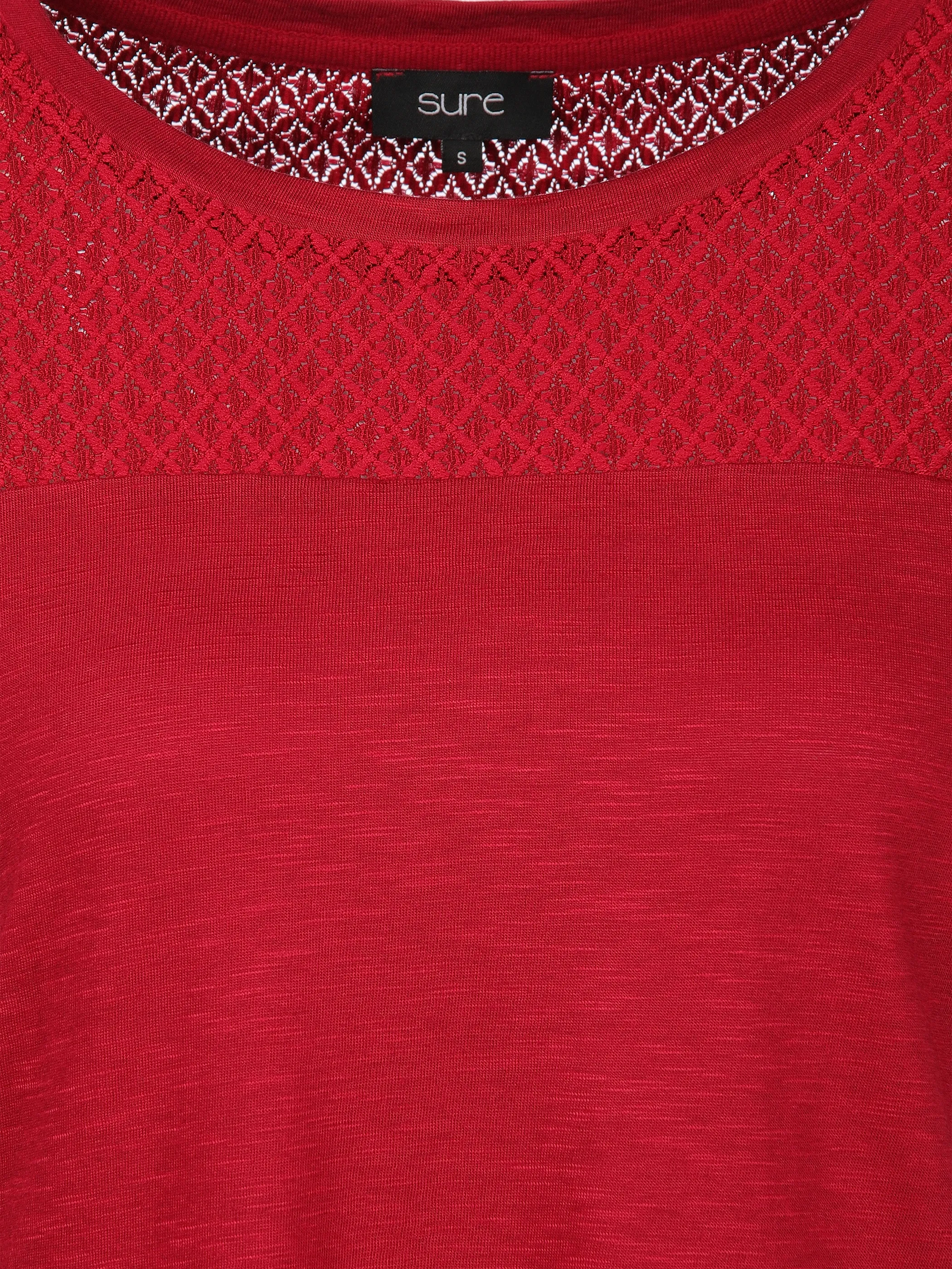 Sure Da-T-Shirt m. Materialmix Rot 889907 RED 3