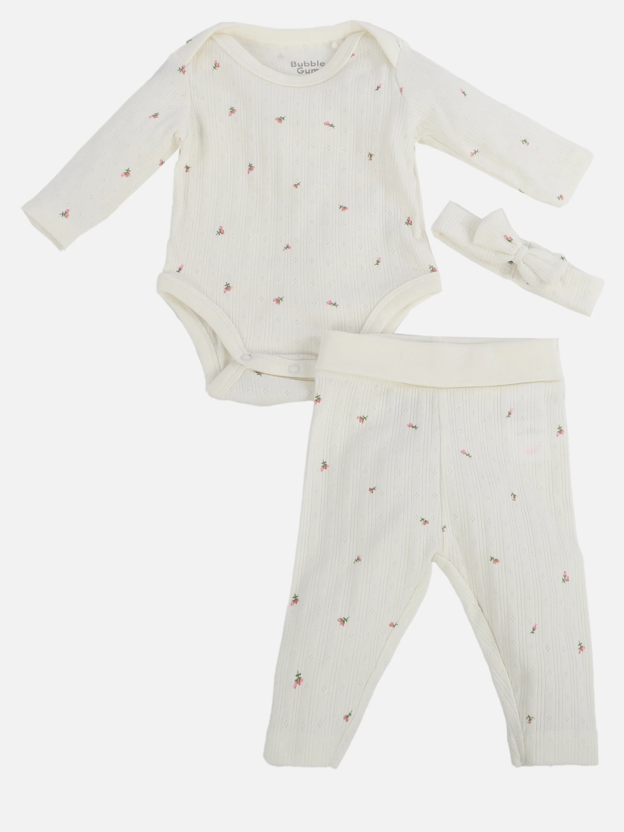 Bubble Gum BM Set Body + Hose + Stirnband in weiß Blumen AOP Weiß 908541 WEIß 3
