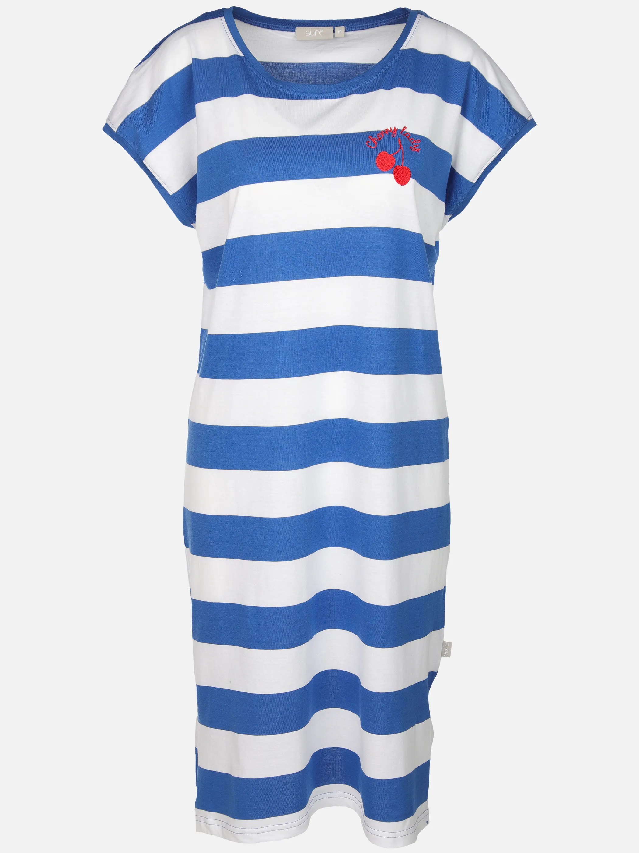 Sure Da. Nachtshirt garngefärbter Ringel + Stickerei Weiß 904932 WEIß 1