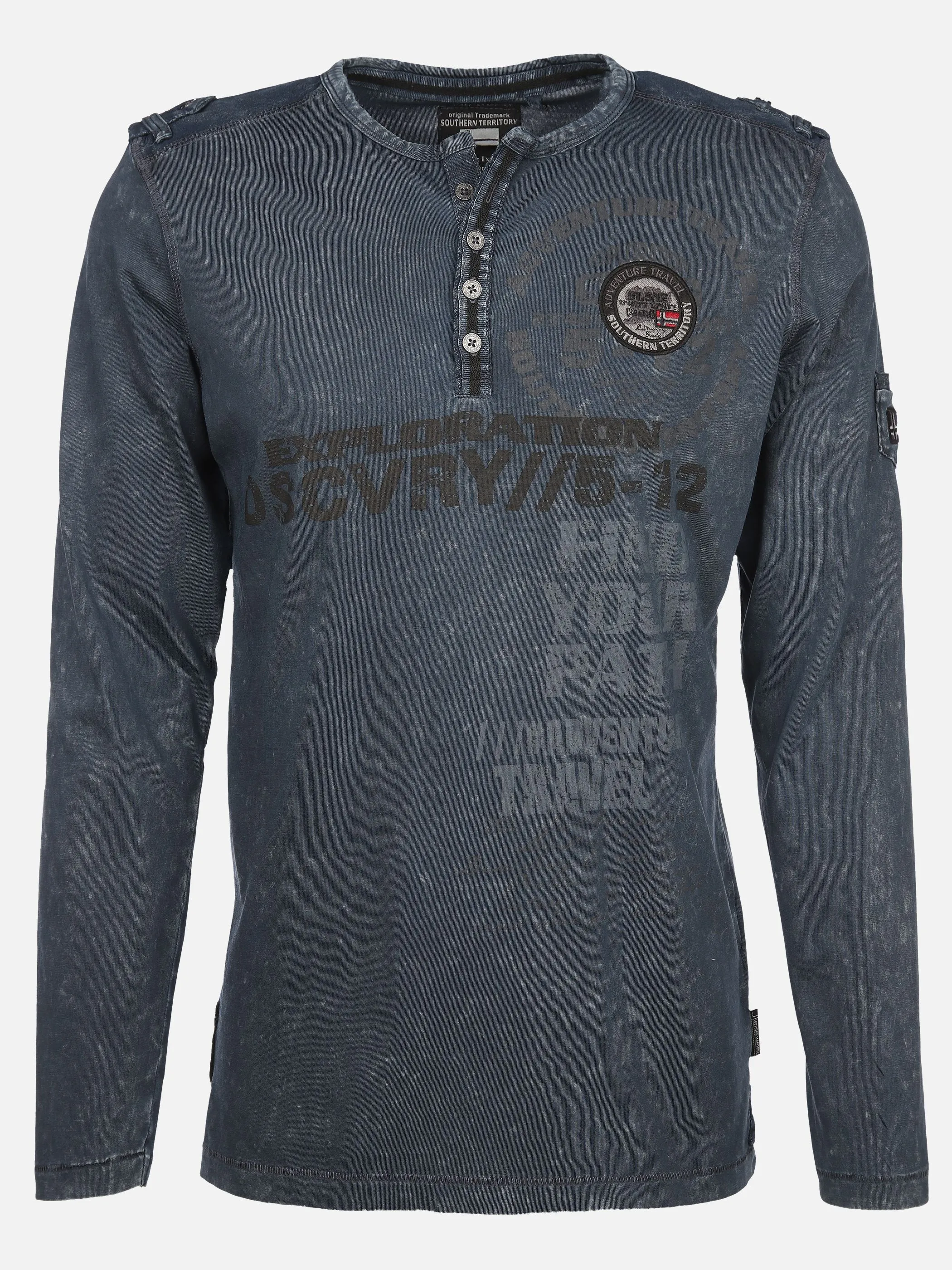 Southern Territory He. Henleyshirt 1/1 Arm print Blau 896803 NAVY 1 Southern Territory He. Henleyshirt 1/1 Arm print Blau 896803 NAVY 1