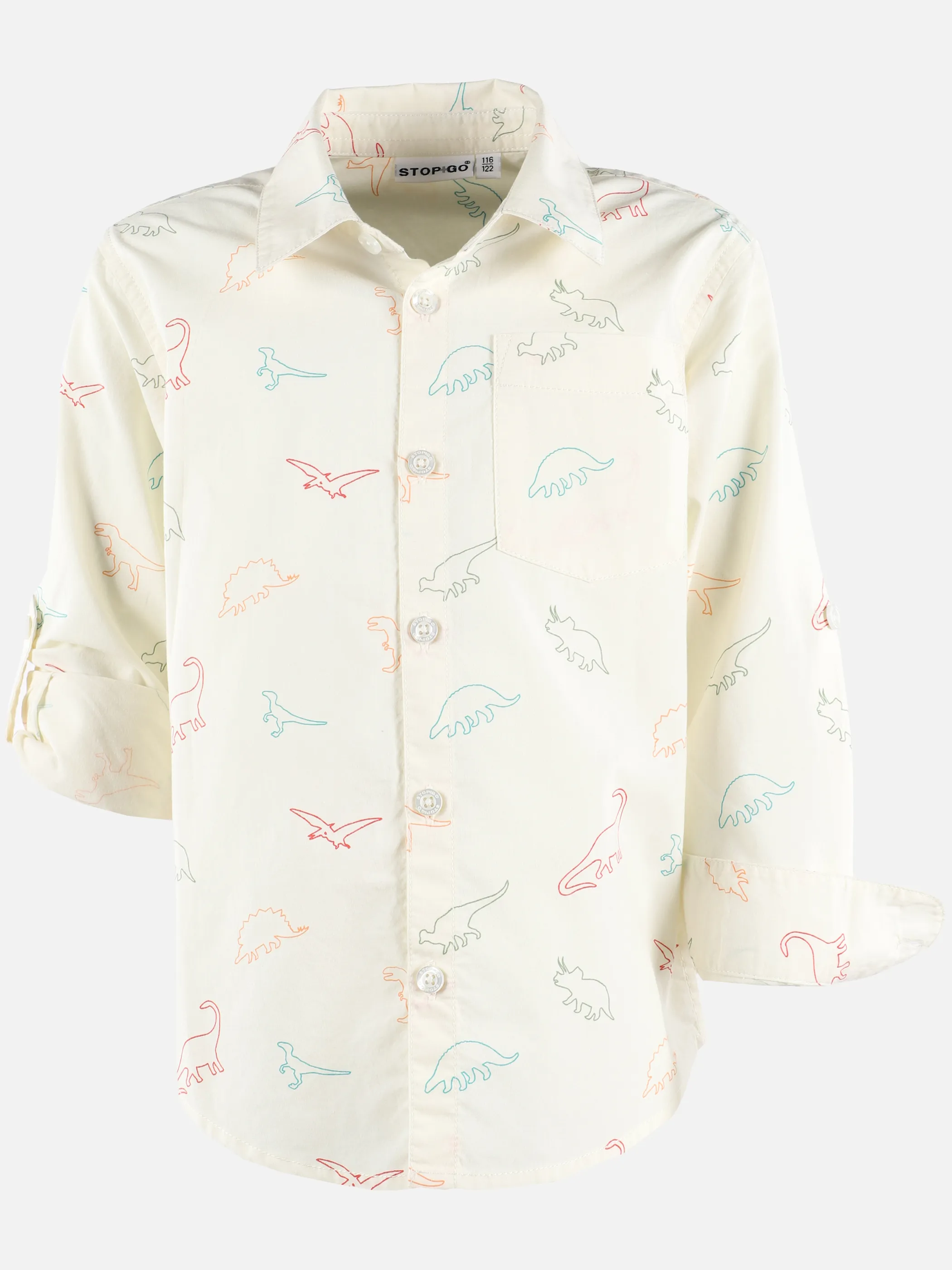 One Way KJ Langarm Hemd mit Dino AOP in sand Beige 890559 SAND 2