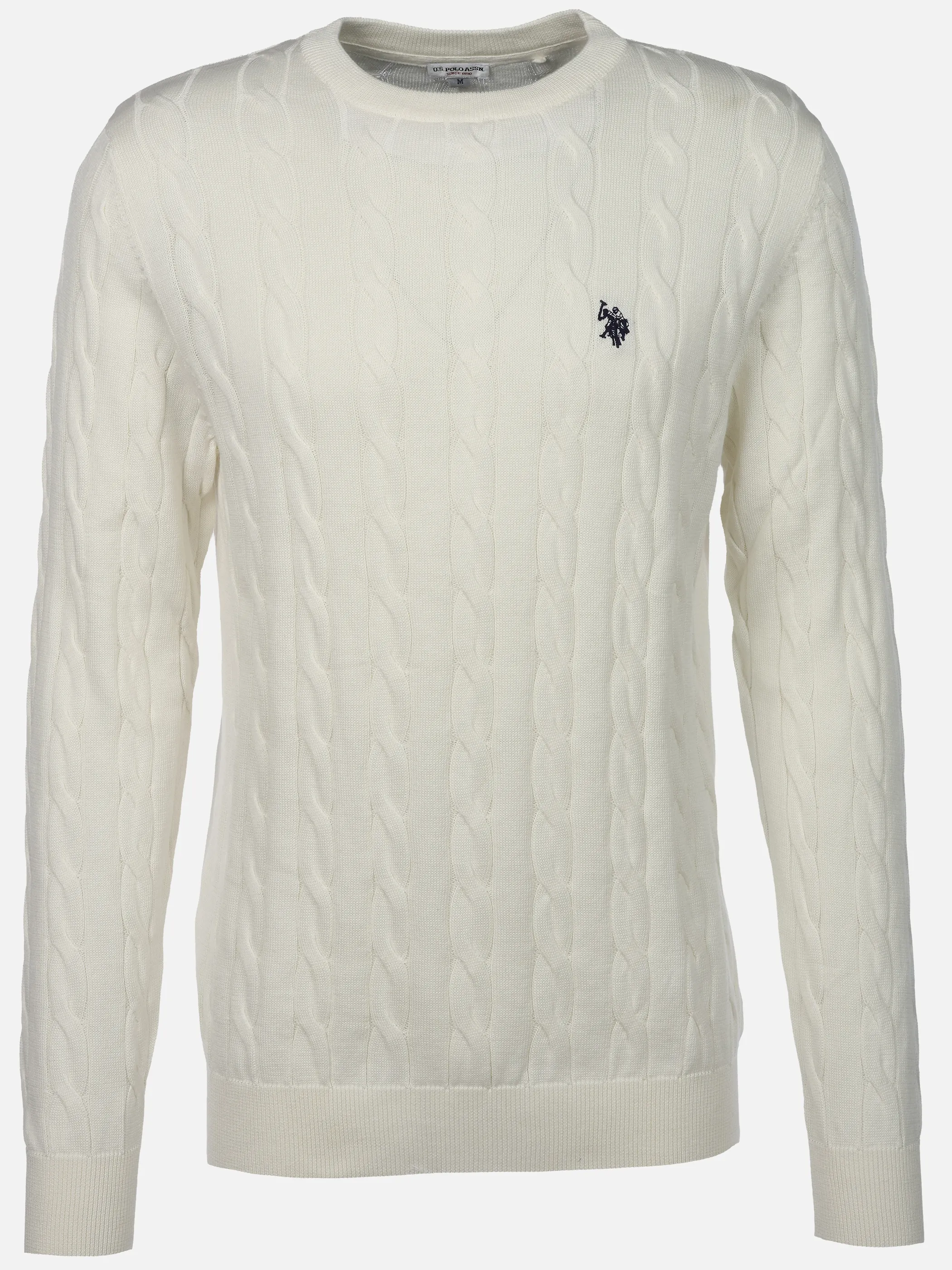U.S. Polo Assn. Pullover Round Neck Zopfmuster Weiß 930971 WHITE 100 1