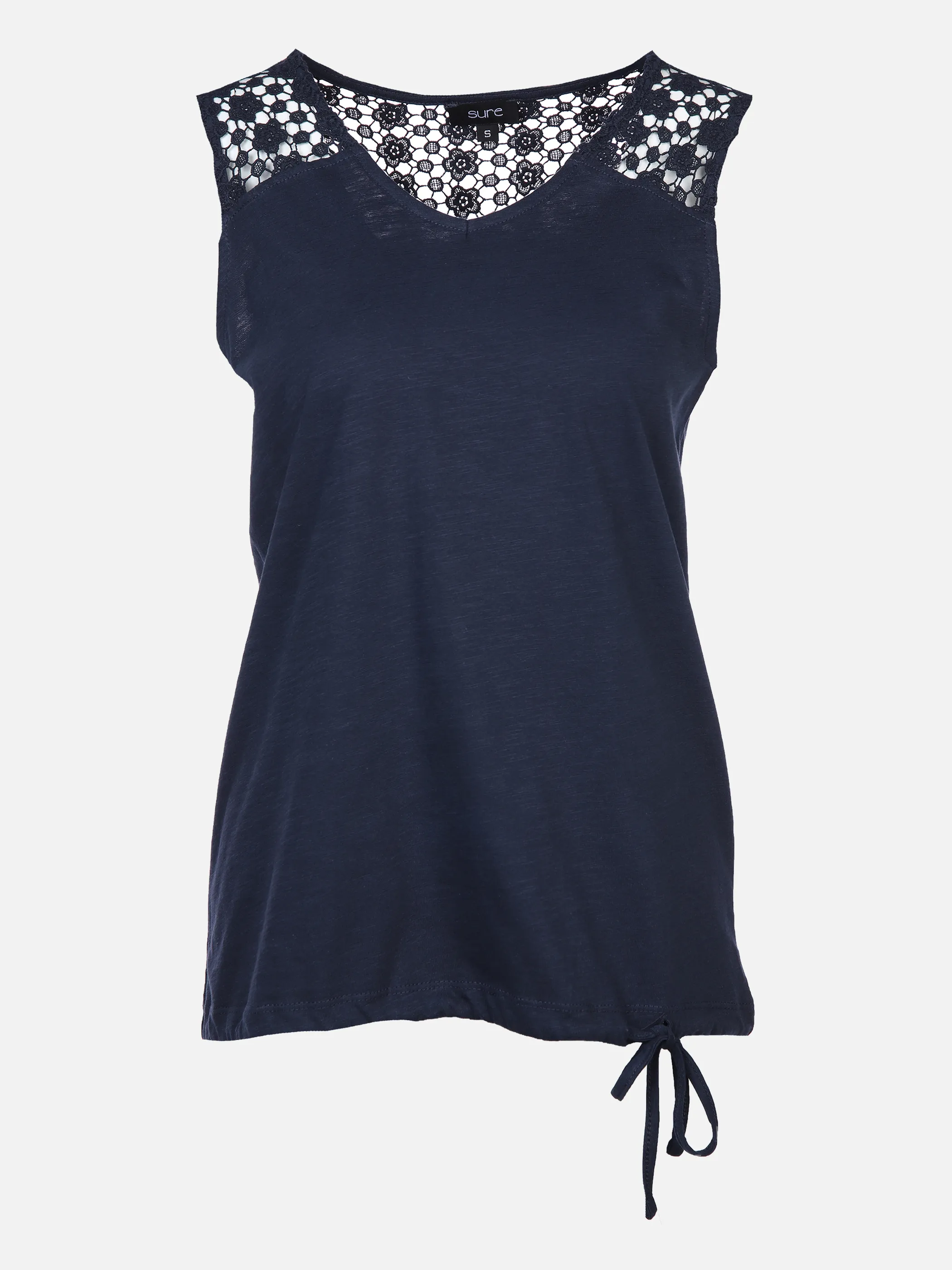Damen Top mit Spitzeneinsatz | XL | 862482-navy-29