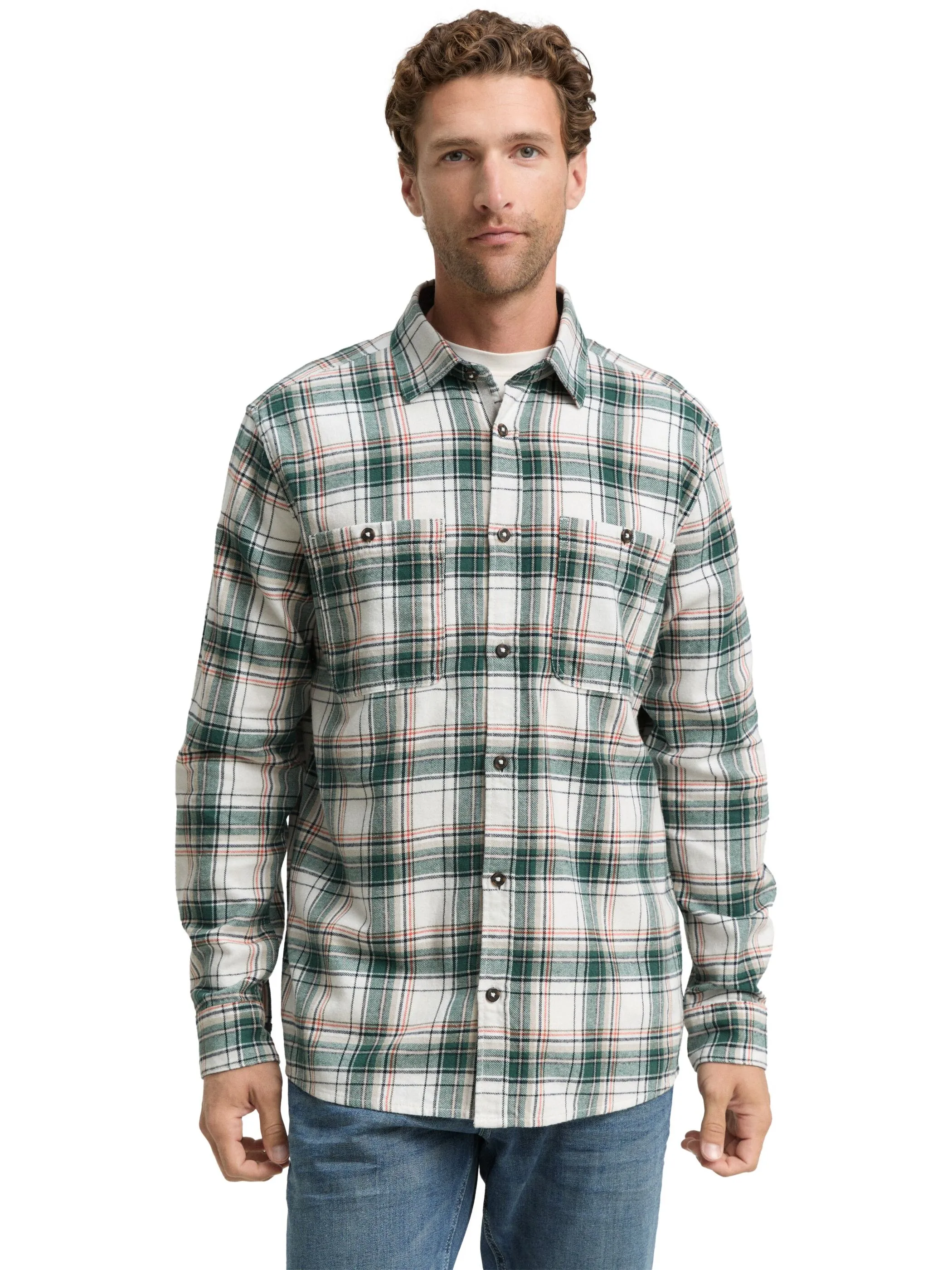 Tom Tailor 1047337 comfort checked shirt Weiß 914818 38515 5