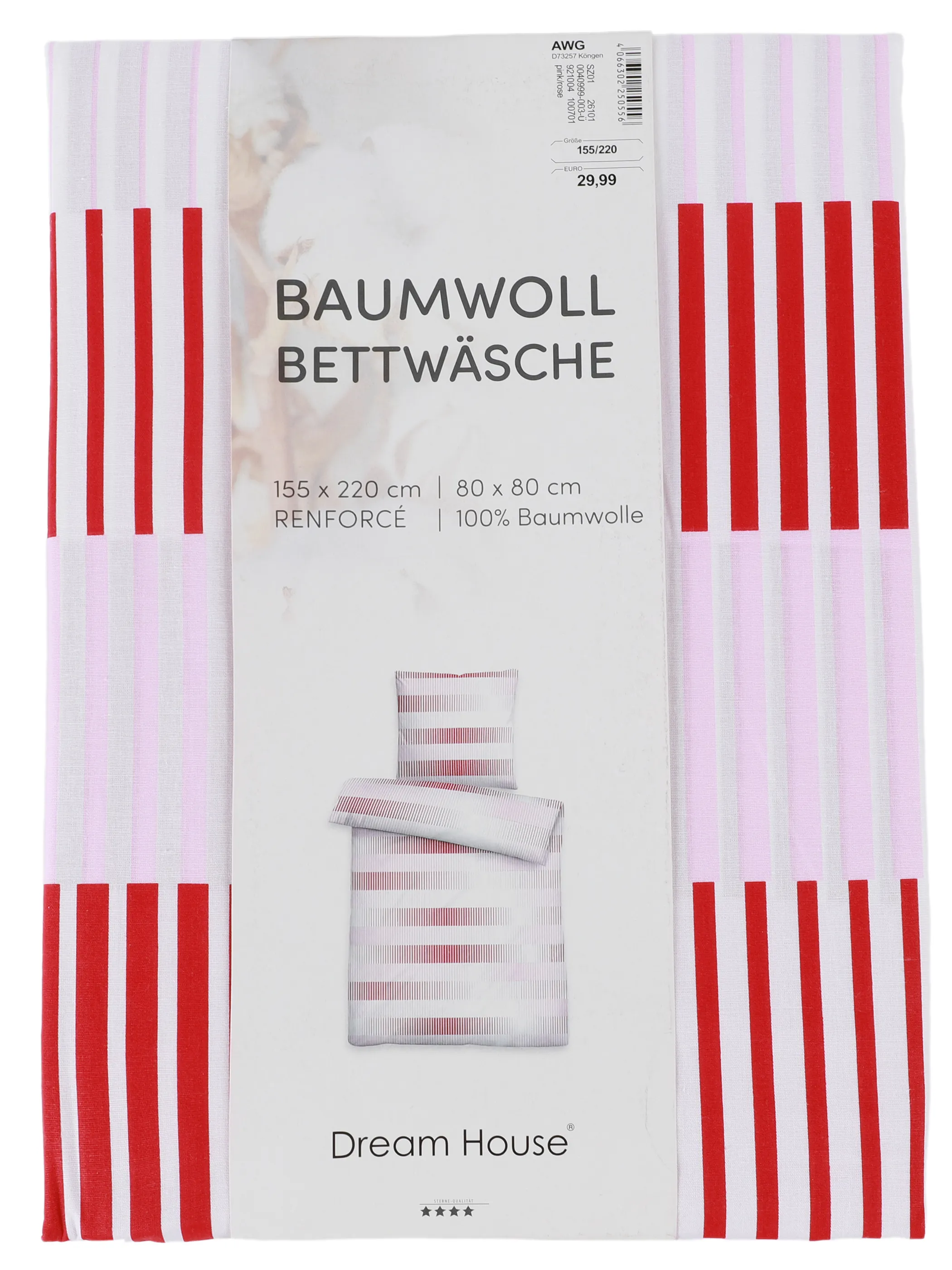 Dream House Renforce Bettwäsche Streifen 1 Pink 921003 STREIFEN 2