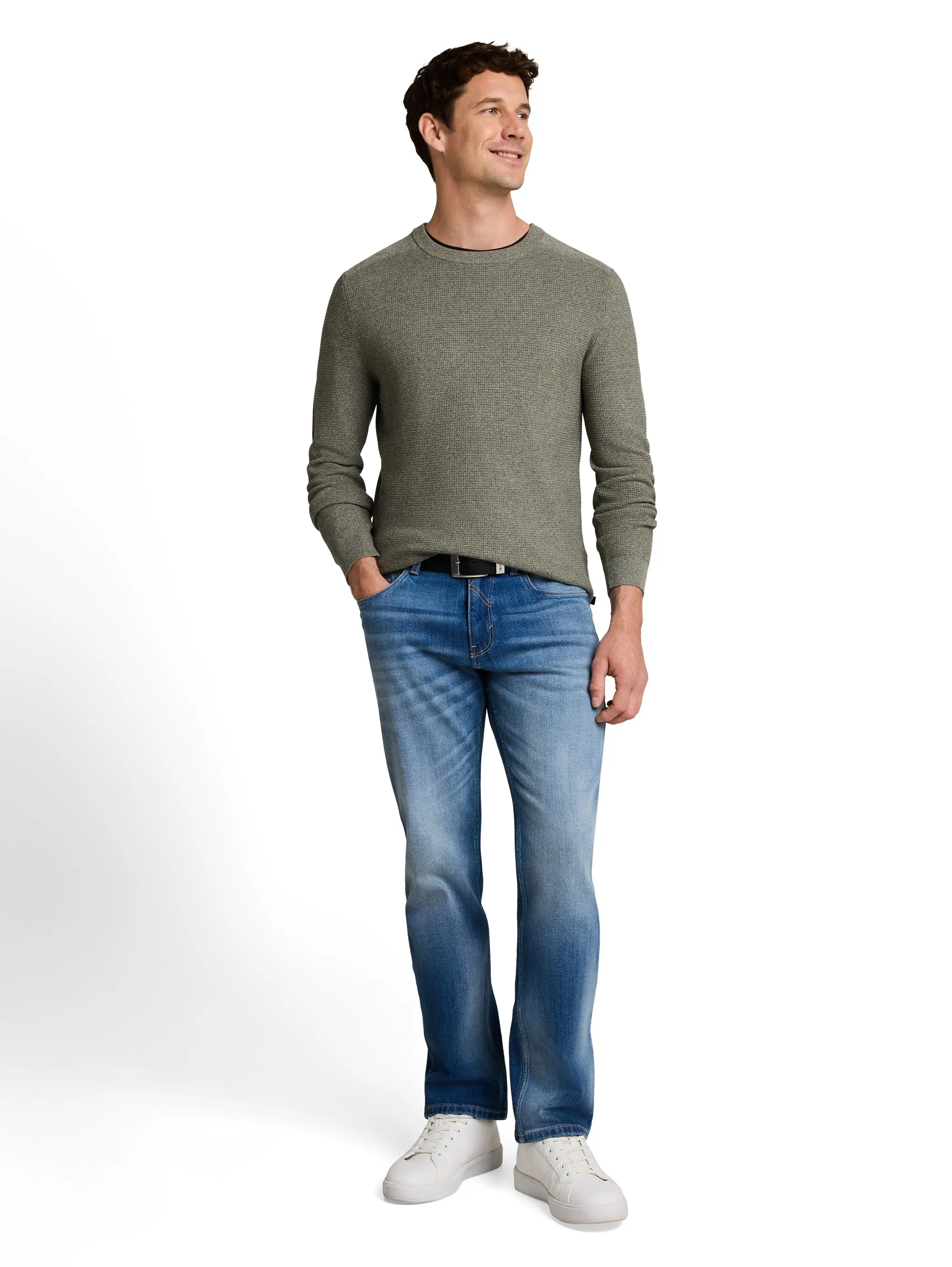 Tom Tailor 1053187 NOS mouline structured crew neck knit Grün 934242 41024 1