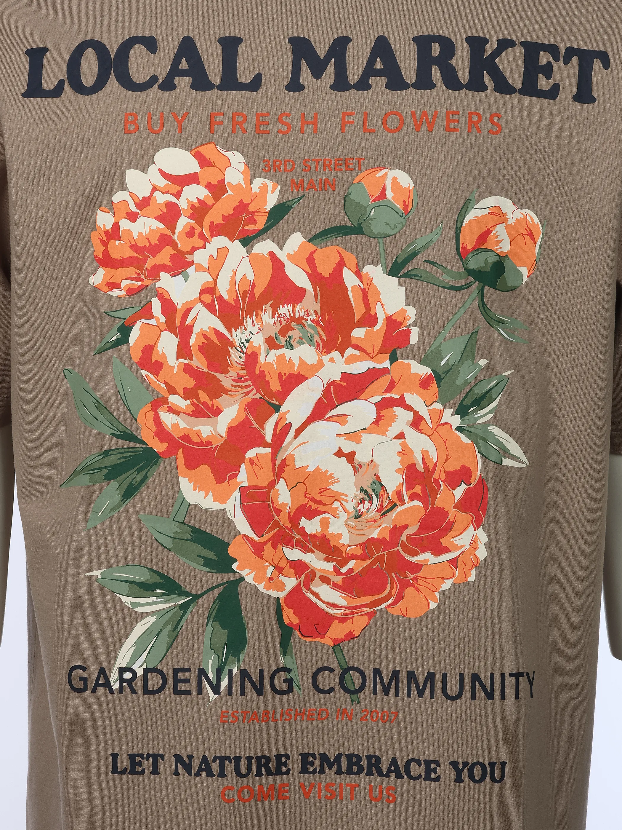 IX-O H12078M22616AAWG YF He-T-Shirt mit Graphic Print Beige 925919 20400 3