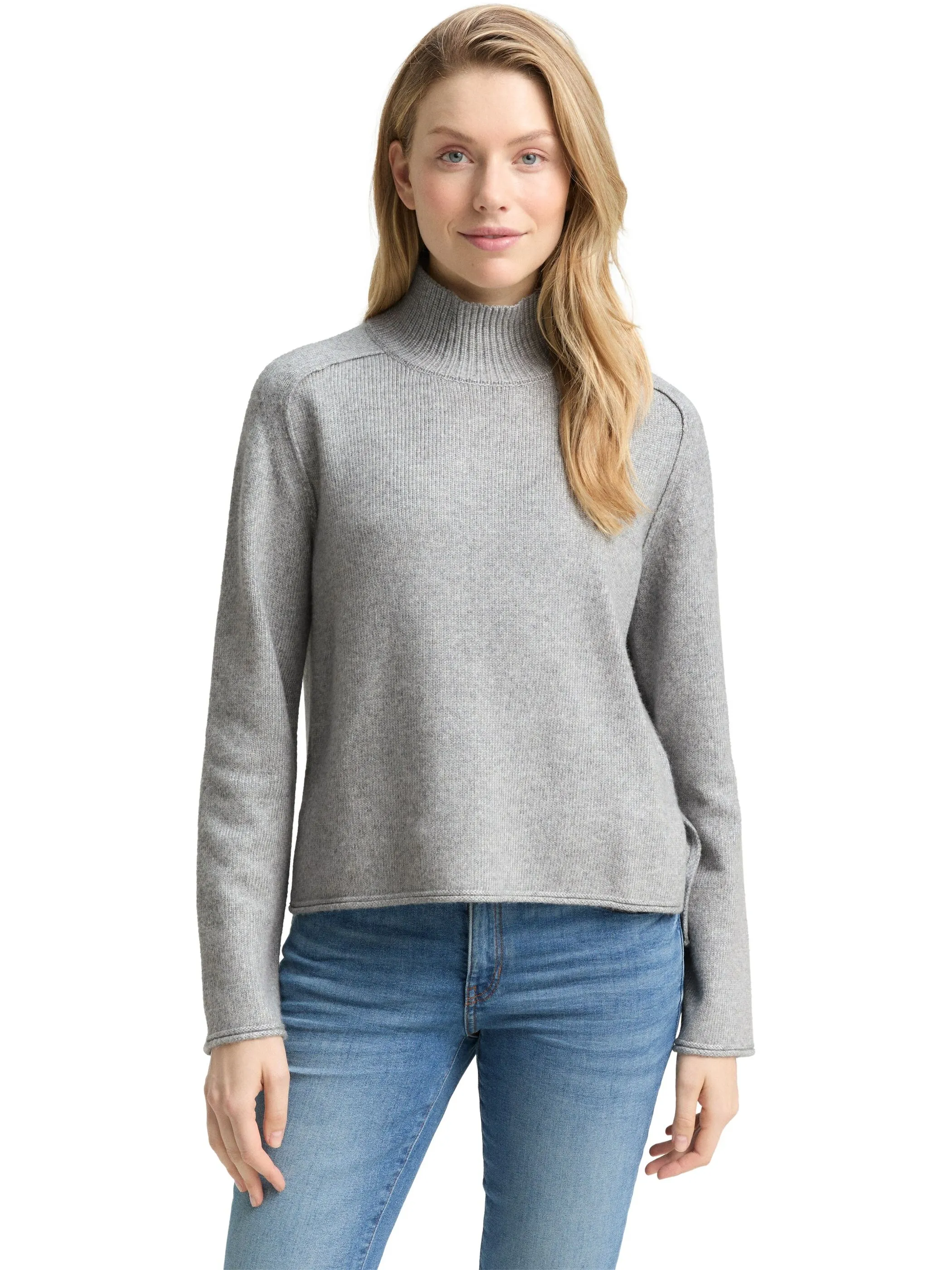 Tom Tailor 1047703 knit cosy mock-neck pullover Grau 914642 21373 5
