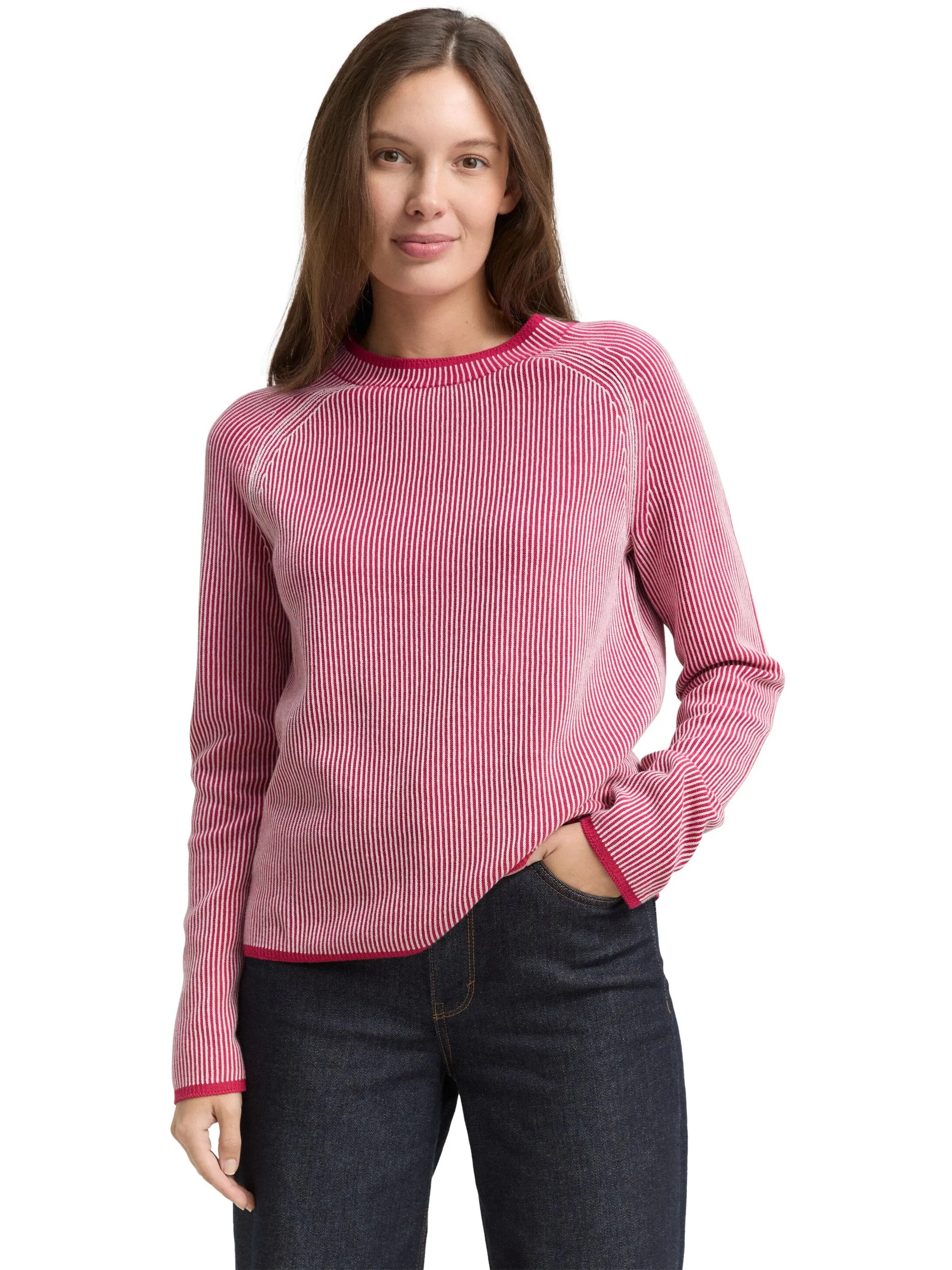 Tom Tailor 1049187 knit striped crewneck Pink 919040 39243 5