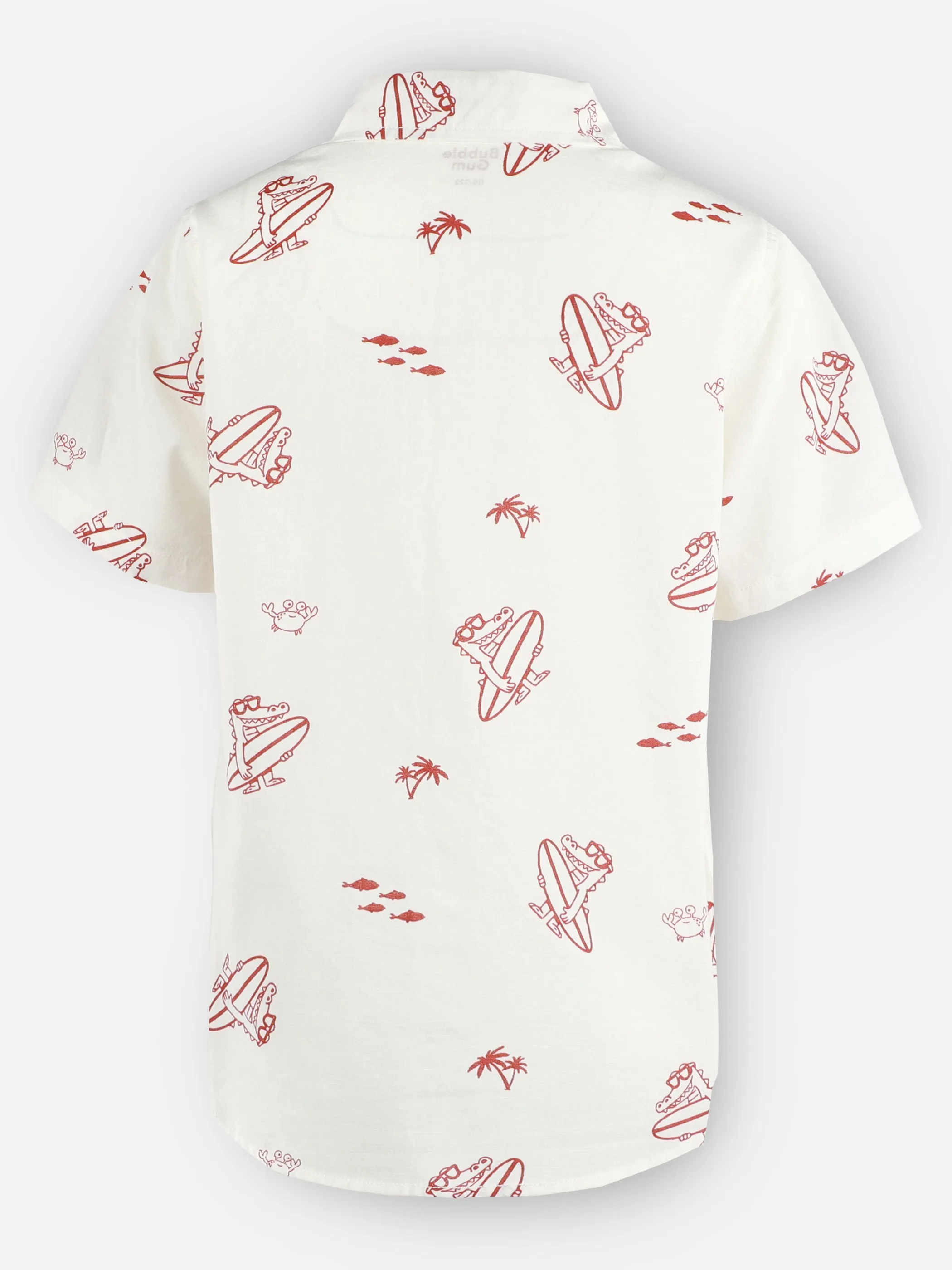 Bubble Gum KJ Kurzarm Hemd mit Dinosurfer AOP in offwhite Weiß 918878 OFFWHITE 2