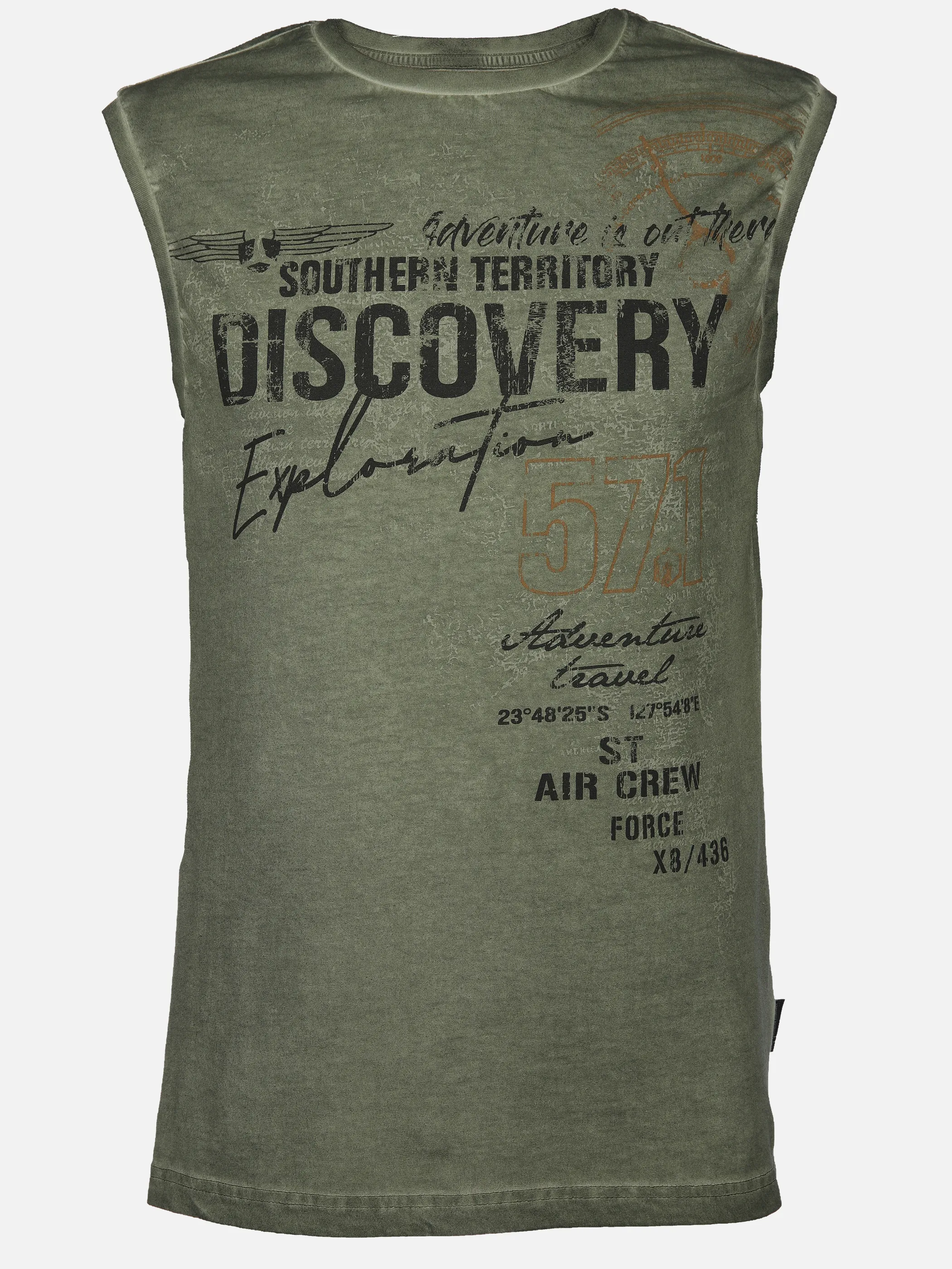 Southern Territory He. Muscleshirt washer print Oliv 910625 OLIVE 1