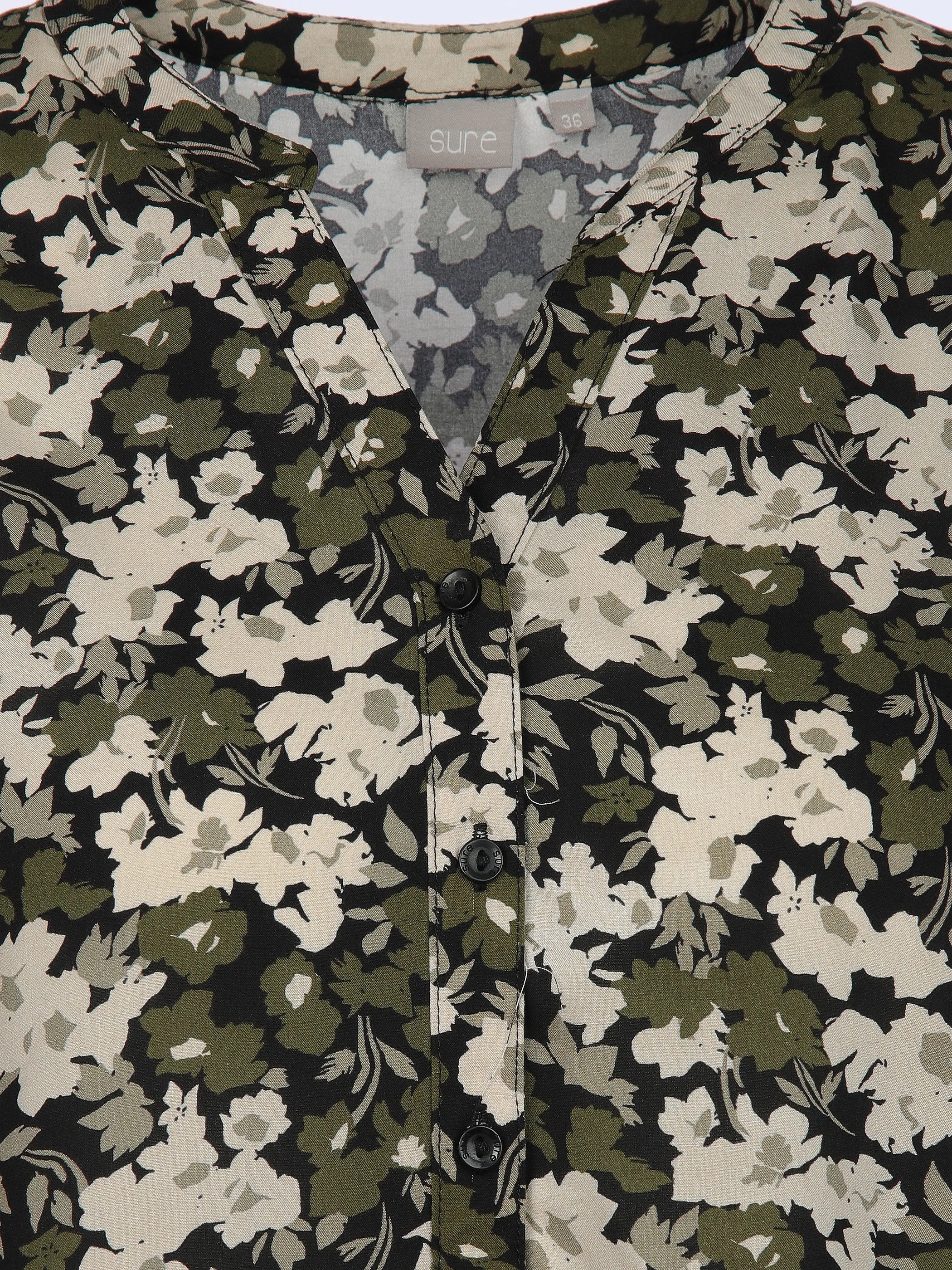 Sure Da-Bluse m. Alloverprint Oliv 905655 OLIVE 3