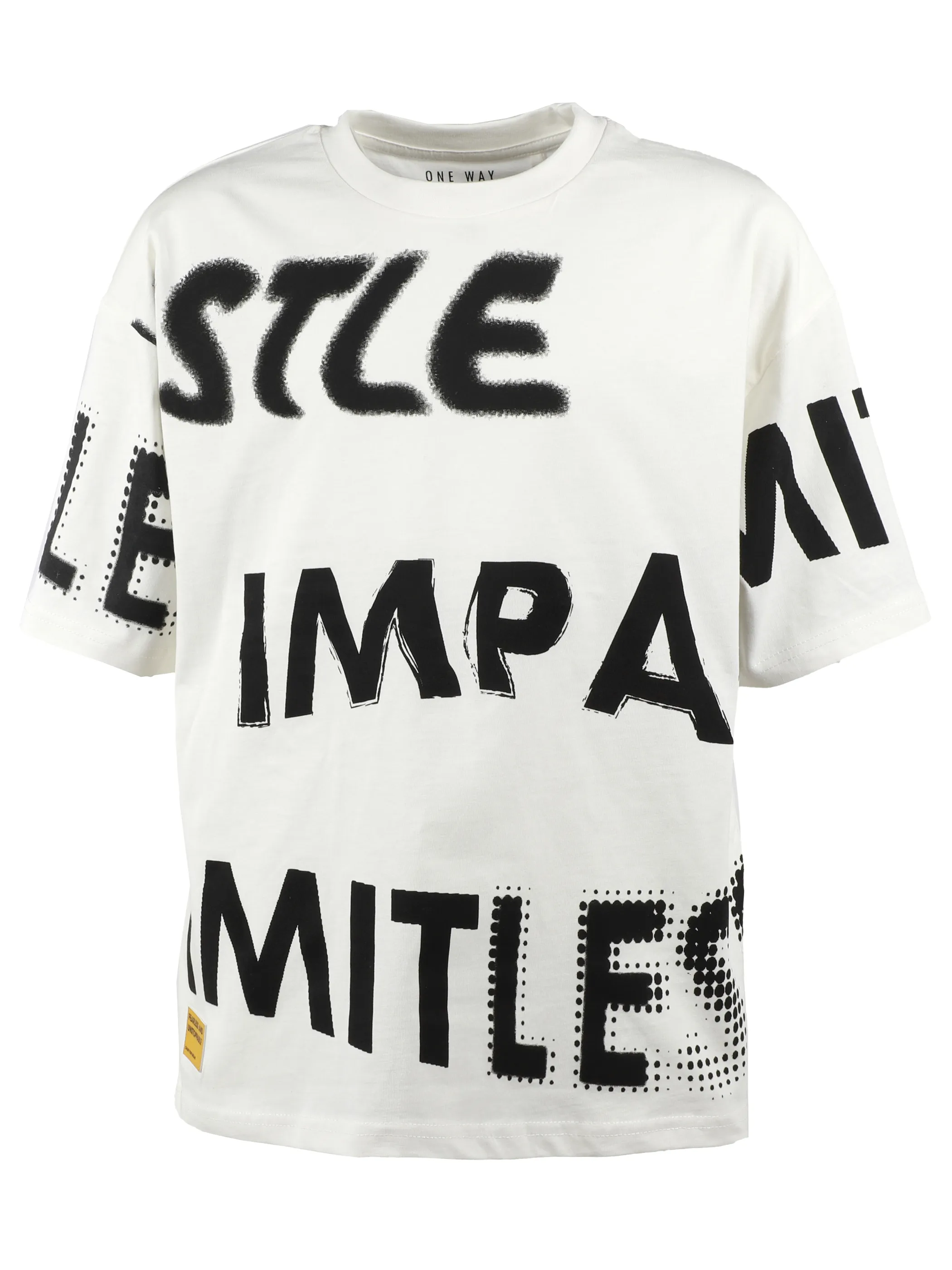 One Way JJ T-Shirt mit großem graffiti Schriftzug in weiß Weiß 907400 WEIß 1 One Way JJ T-Shirt mit großem graffiti Schriftzug in weiß Weiß 907400 WEIß 1