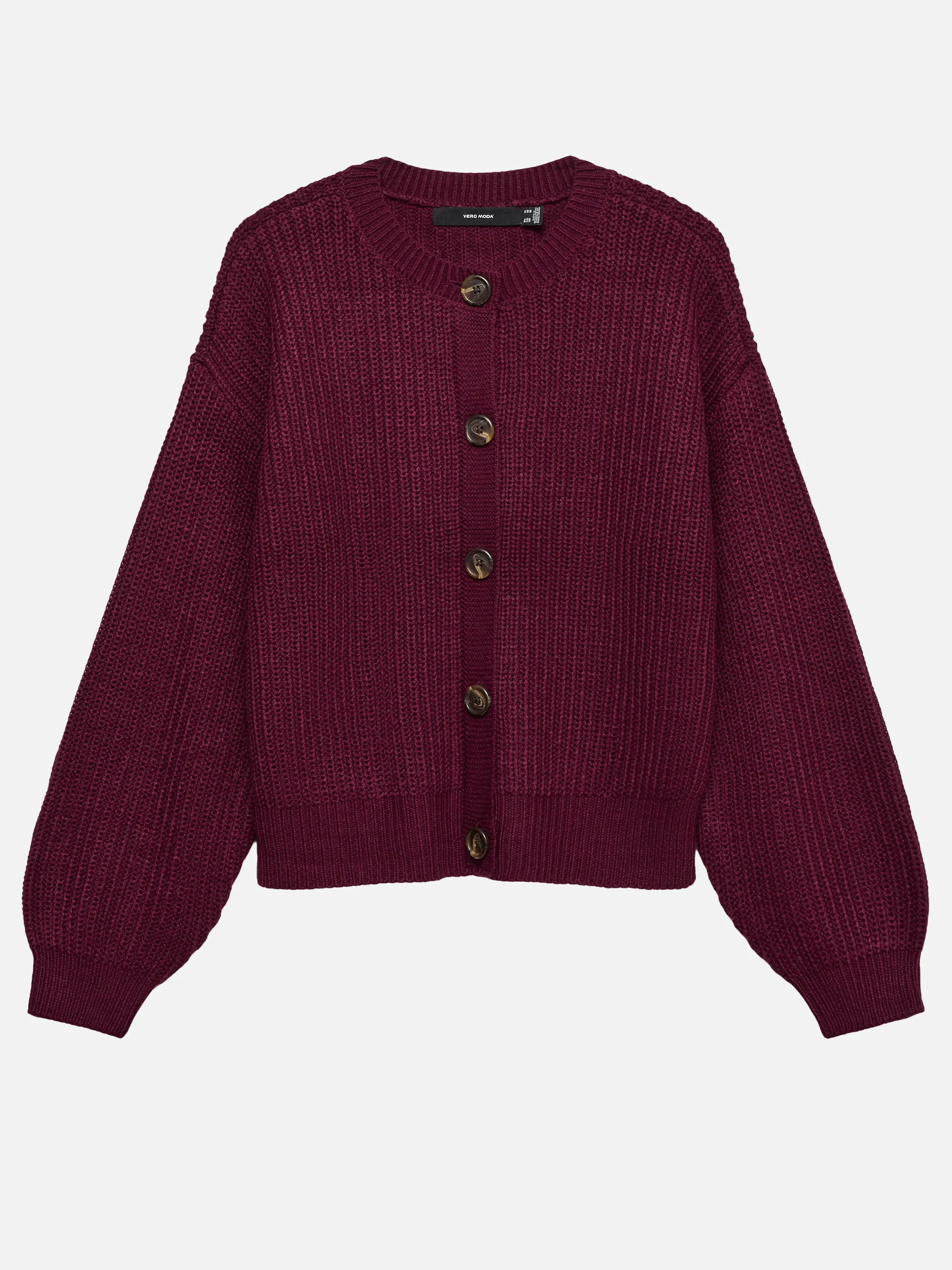 Vero Moda 10337797 VMLEA LS O-NECK CARDI Rot 915292 199051 1