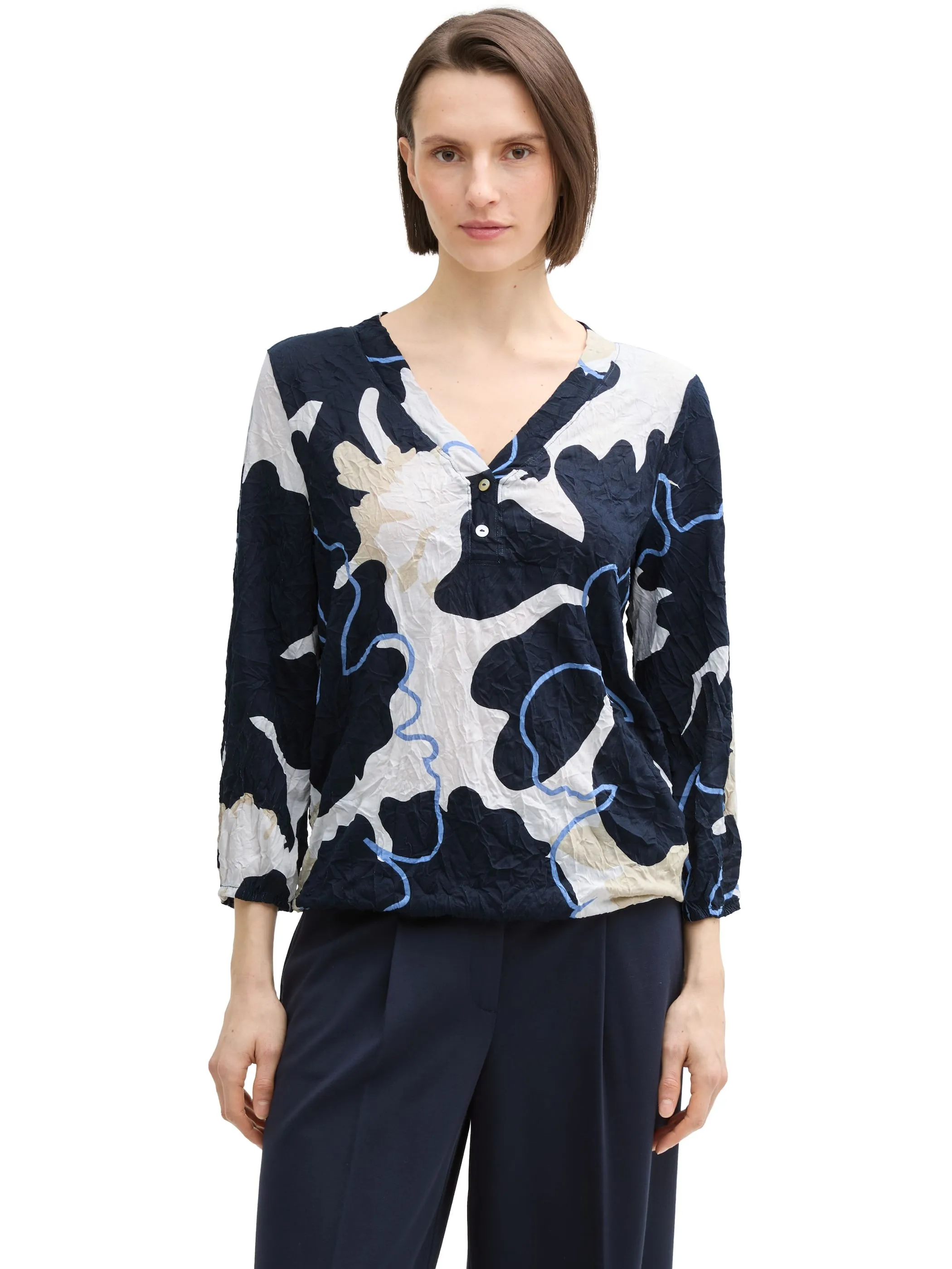 Tom Tailor 1045560 NOS T-shirt v-neck crincle Marine 905963 37124 4 Tom Tailor 1045560 NOS T-shirt v-neck crincle Marine 905963 37124 4