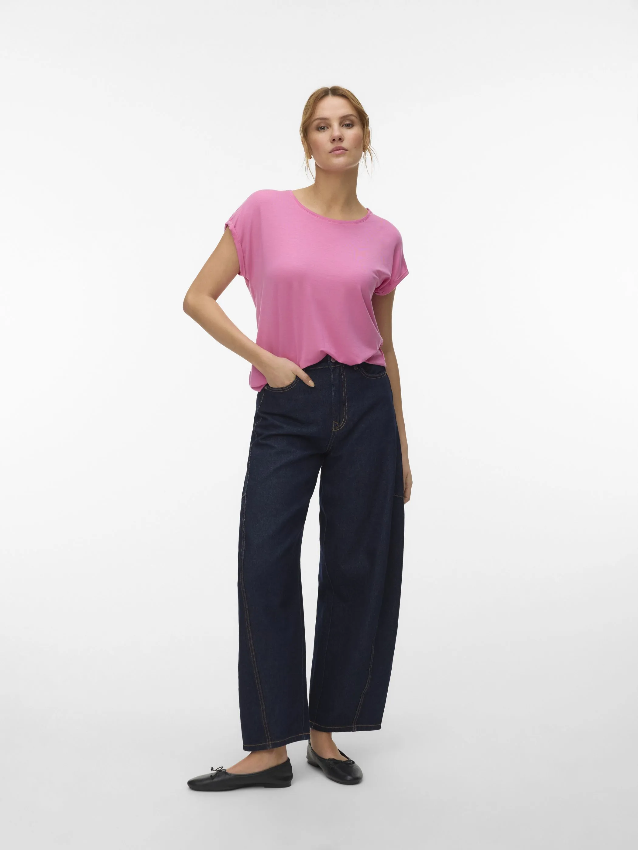 Vero Moda 10284468 VMAVA PLAIN SS TOP GA Pink 873829 294297 4