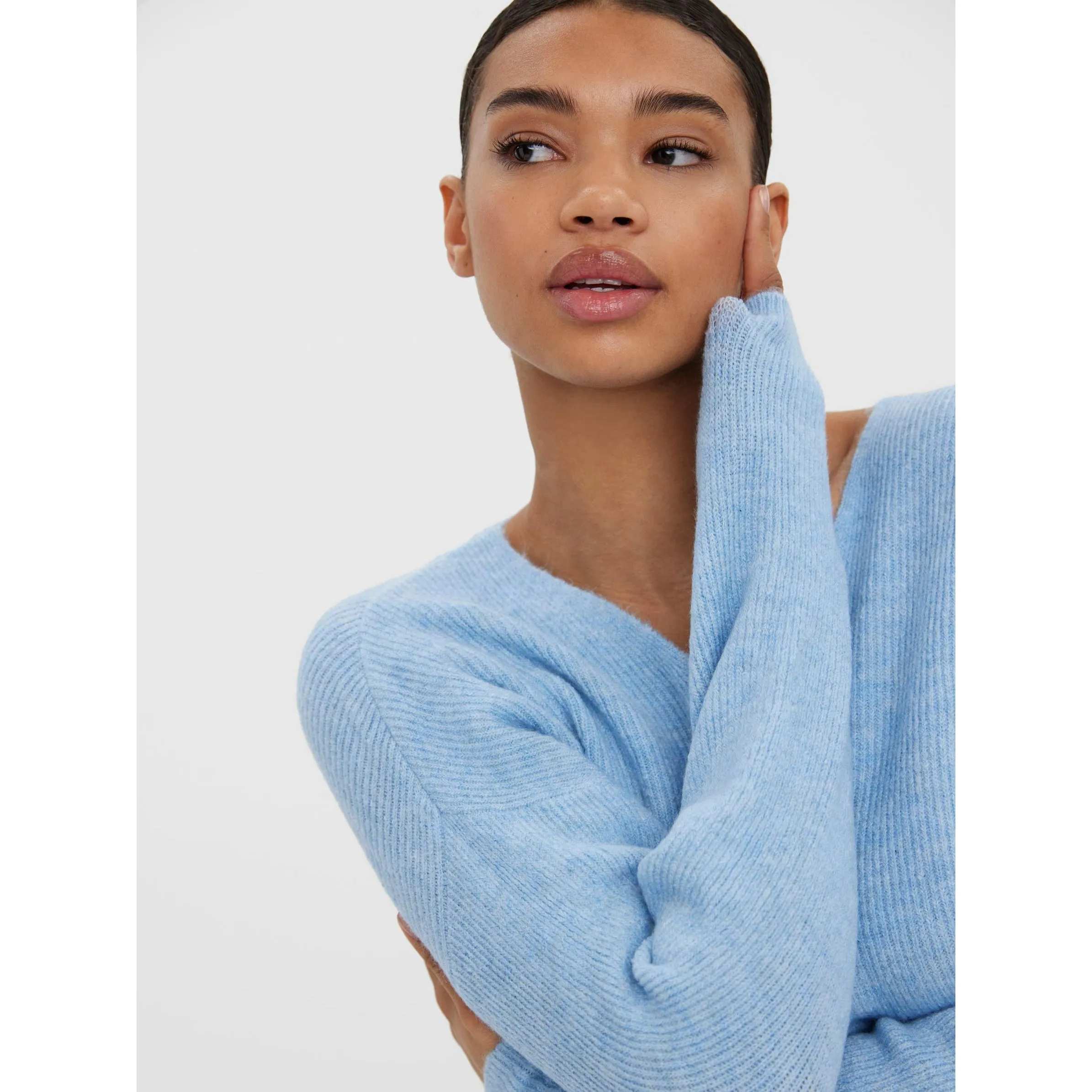 Vero Moda 10233357 VMCREWLEFILE LS V-NEC Blau 842583 218595002 3 Vero Moda 10233357 VMCREWLEFILE LS V-NEC Blau 842583 218595002 3