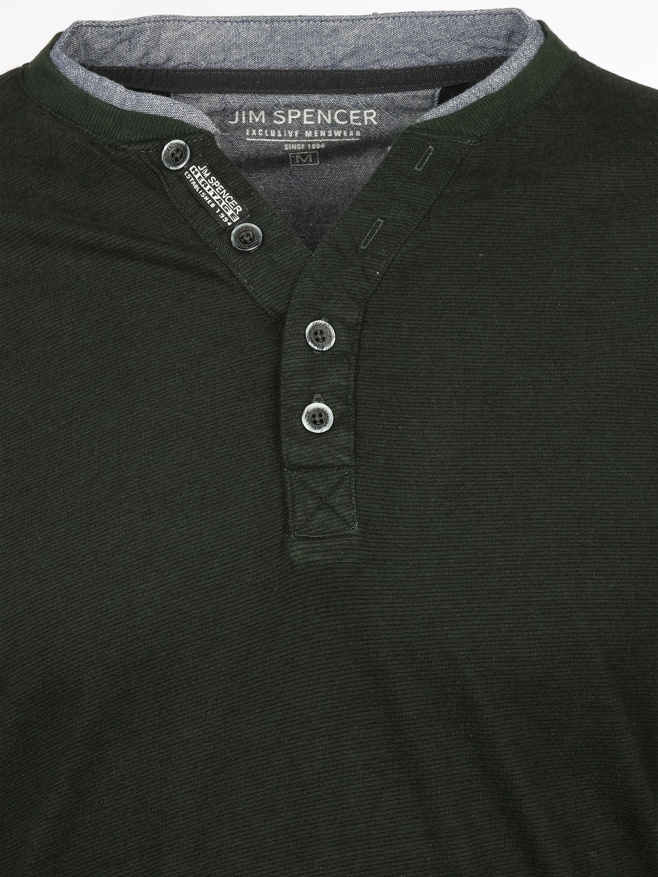 Jim Spencer He. Henleyshirt 1/1 Arm Premiu Grün 929631 DK GREEN 3
