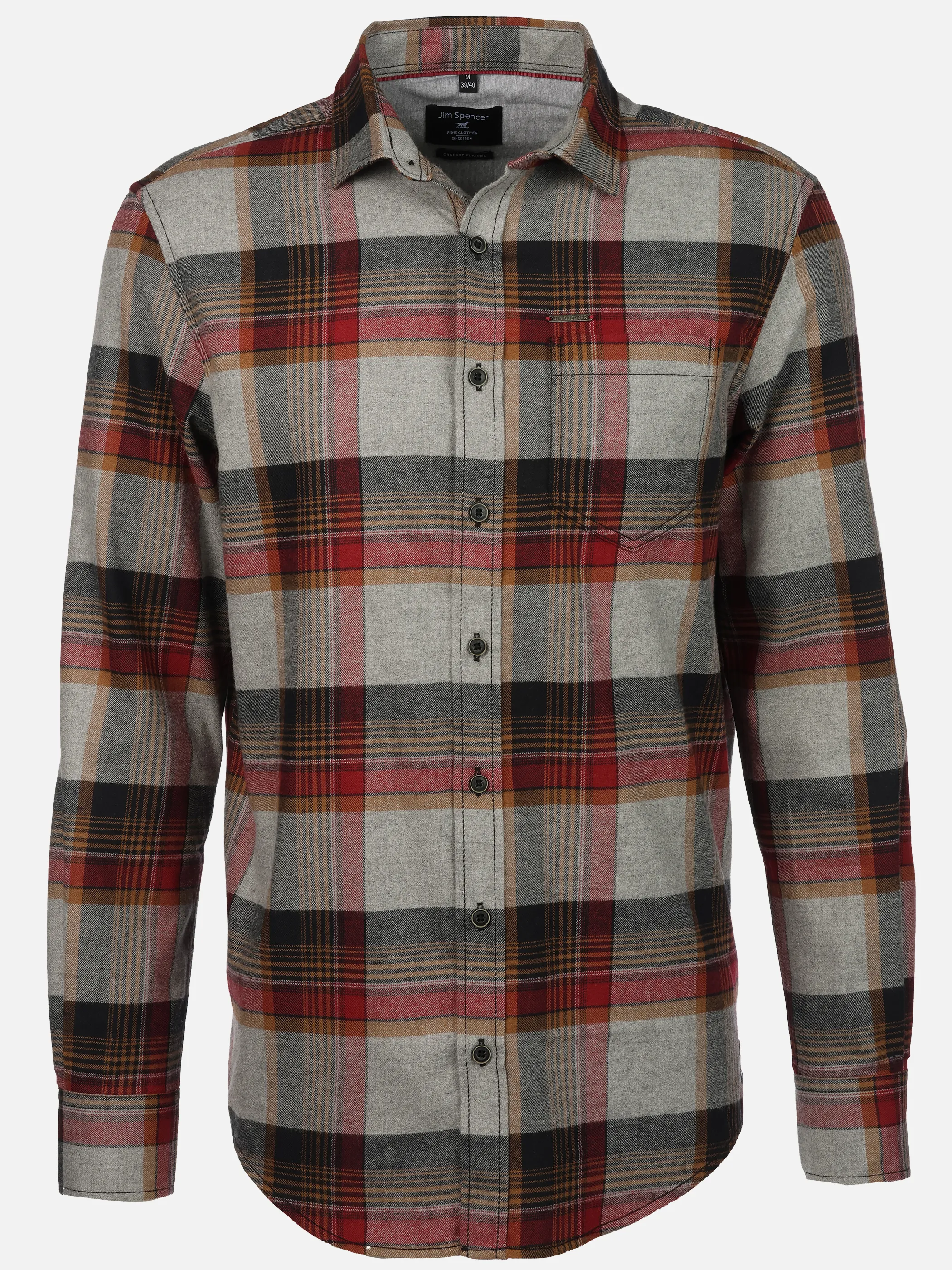 Jim Spencer He. Flanellhemd 1/1 Arm Premium Rot 915563 RED MEL 1 Jim Spencer He. Flanellhemd 1/1 Arm Premium Rot 915563 RED MEL 1