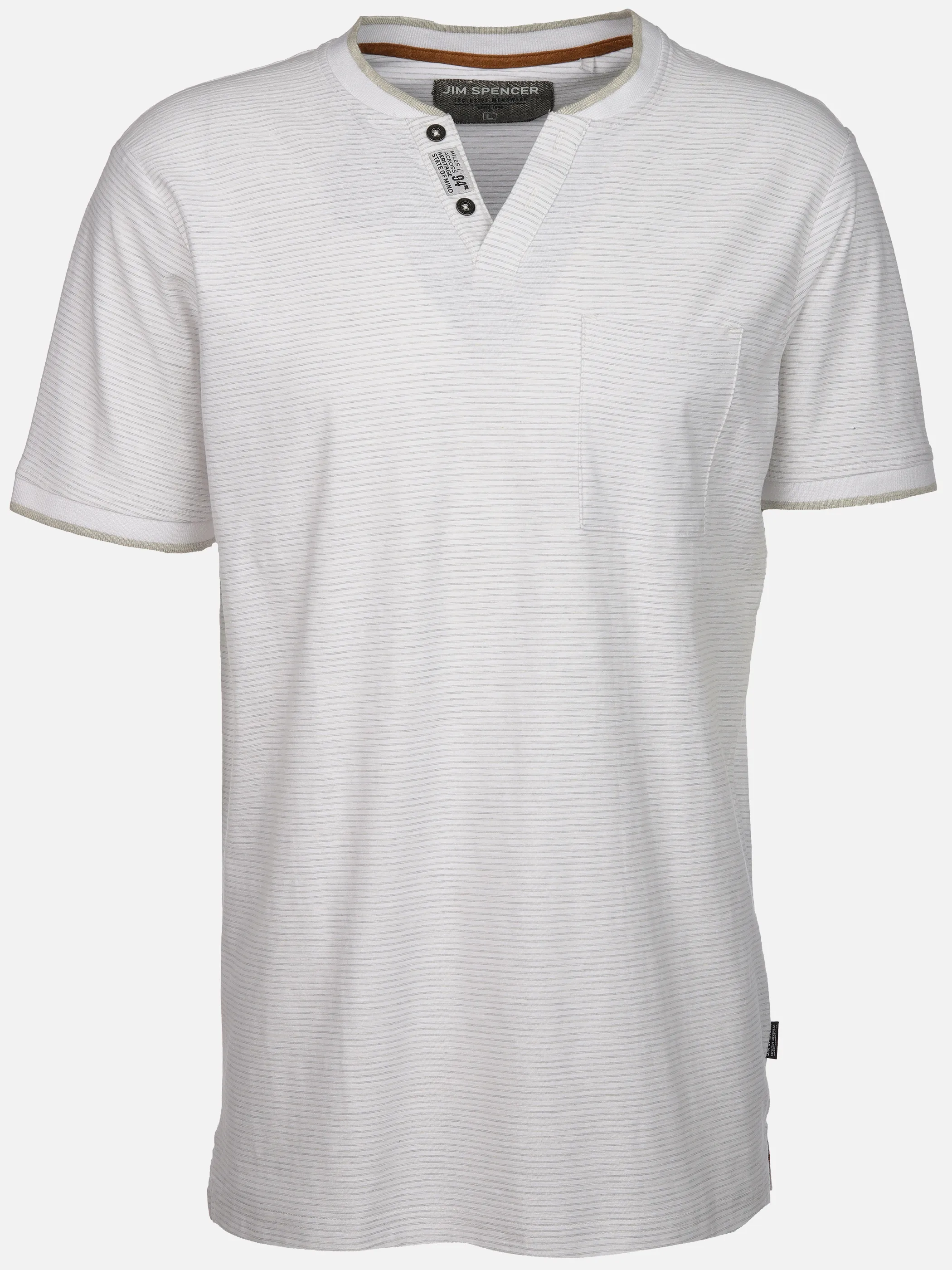 Jim Spencer He. Henleyshirt 1/2 Arm grindle Weiß 910917 OFFWHITE 1