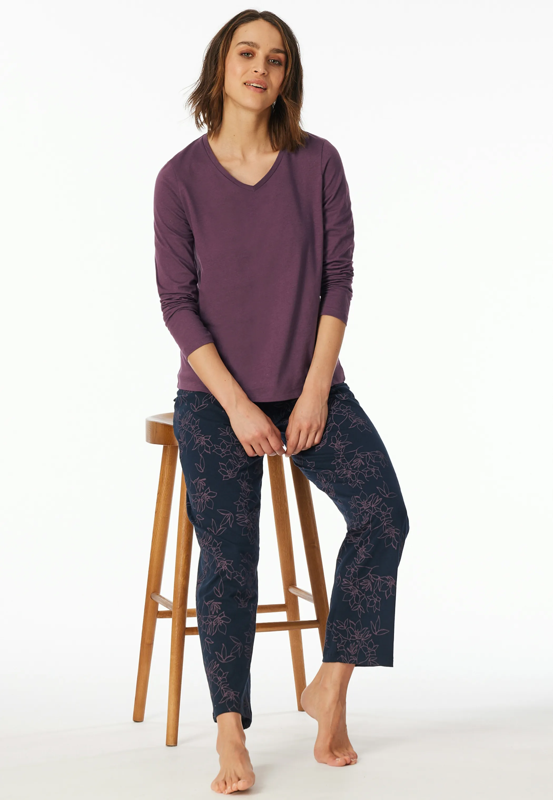 UNCOVER by Schiesser 182853 Da Schlafanzug lang Lila 901320 823 3