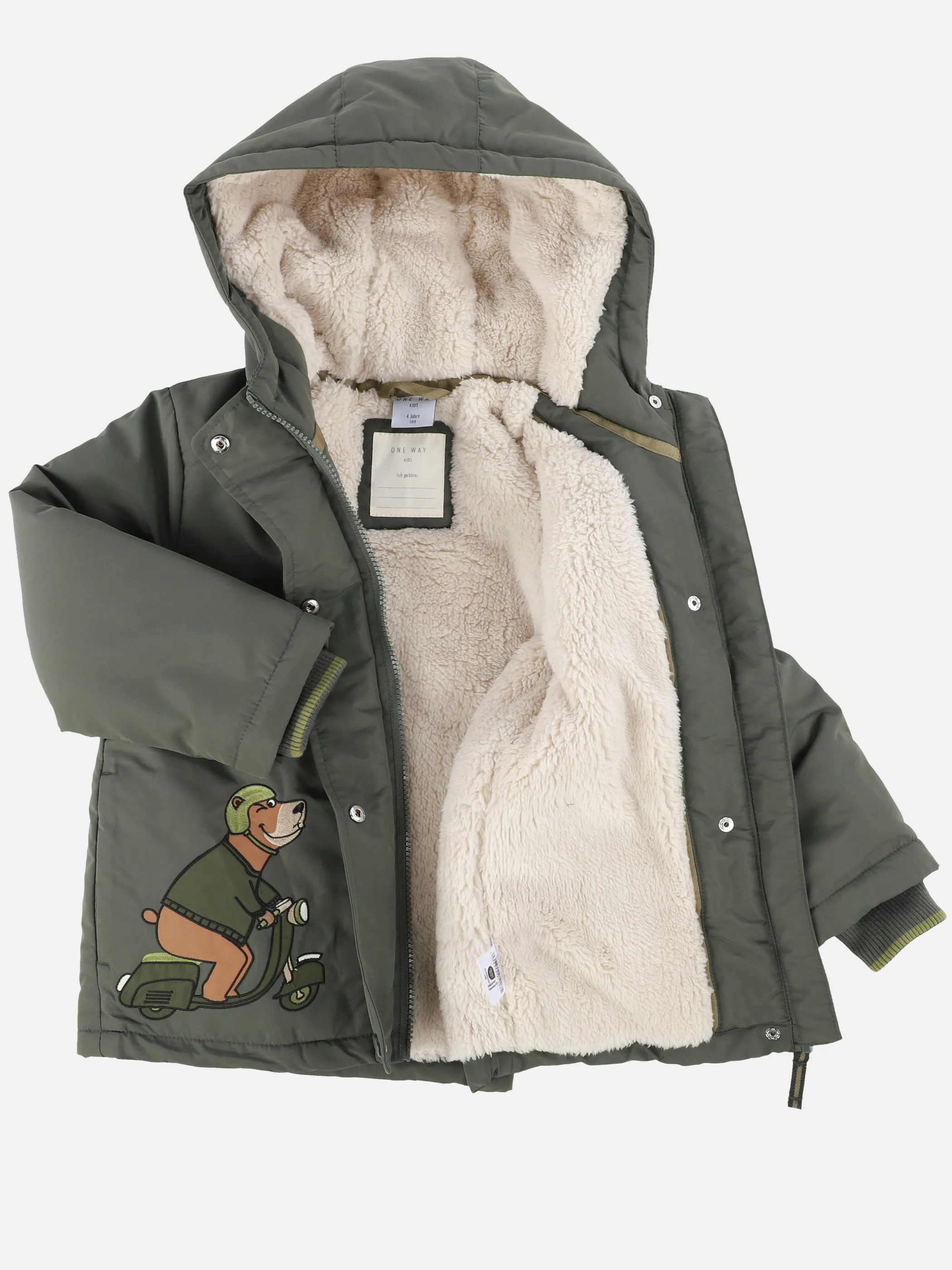 One Way KM Jacke mit Bären Print in grün Grün 913604 GREEN 5