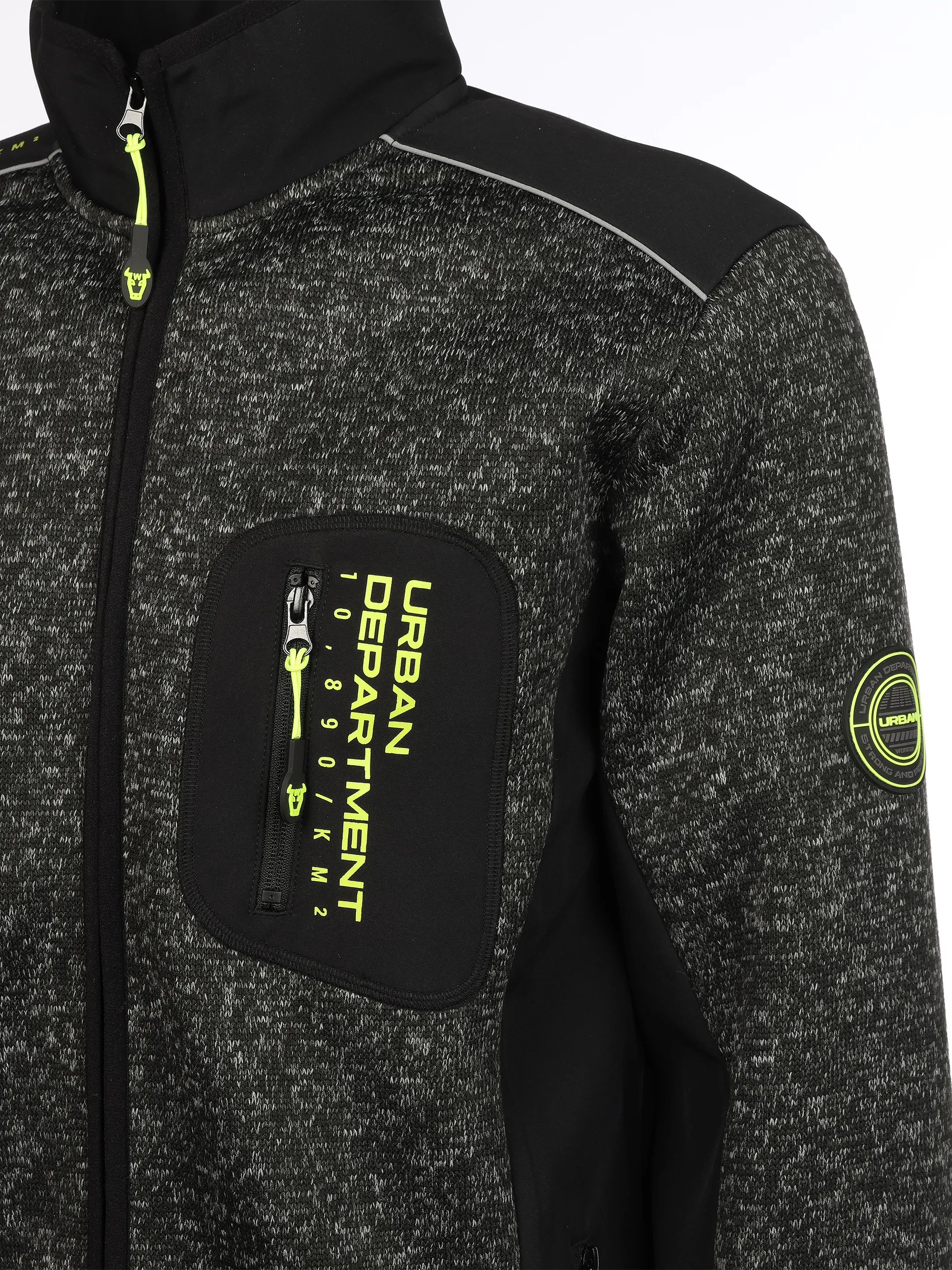 Worker He. Strickfleecejacke neon Schwarz 929263 BLACK MEL 4