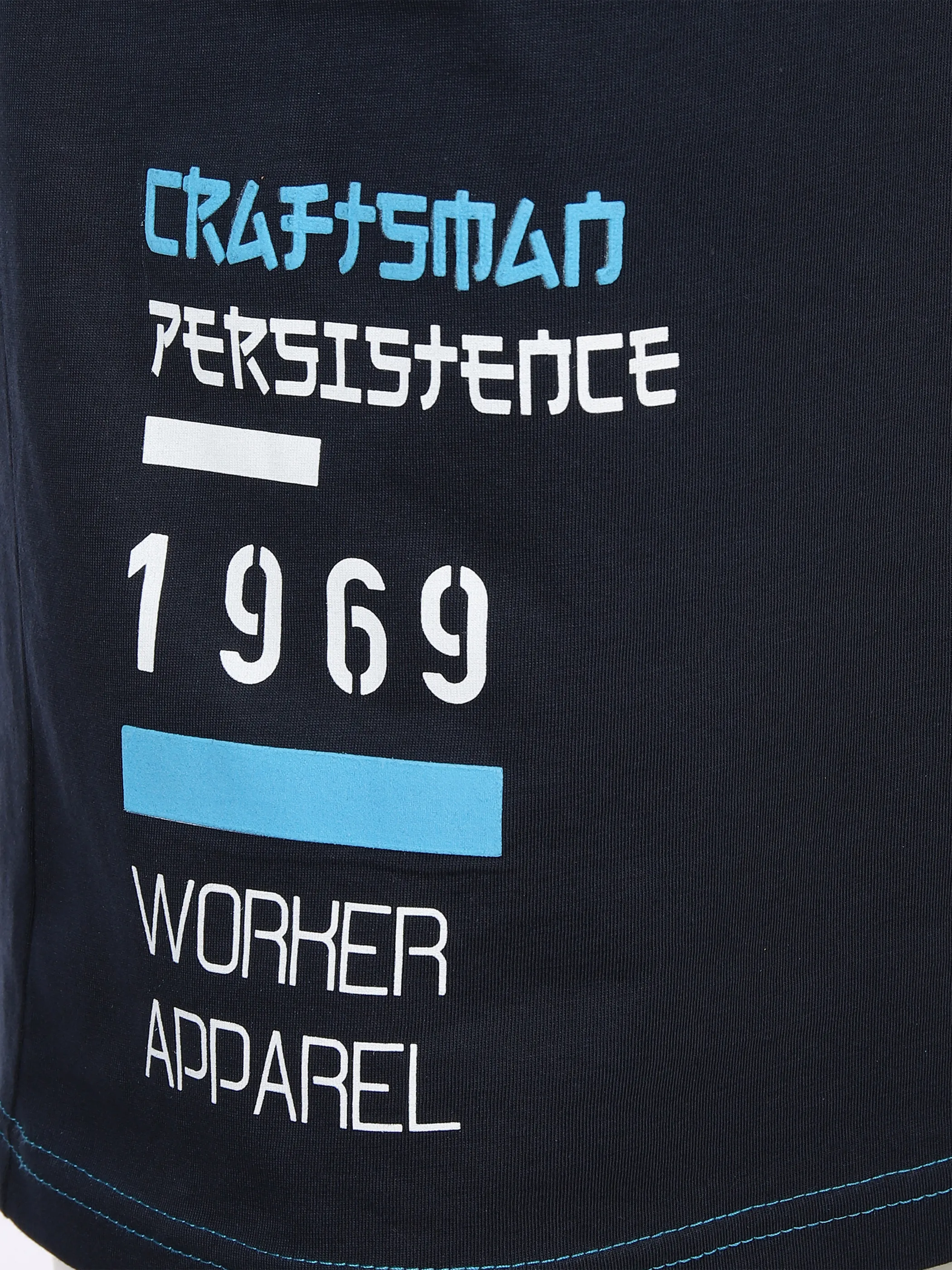 Worker He. T-Shirt 1/2 Arm print Marine 879104 NAVY 4 Worker He. T-Shirt 1/2 Arm print Marine 879104 NAVY 4