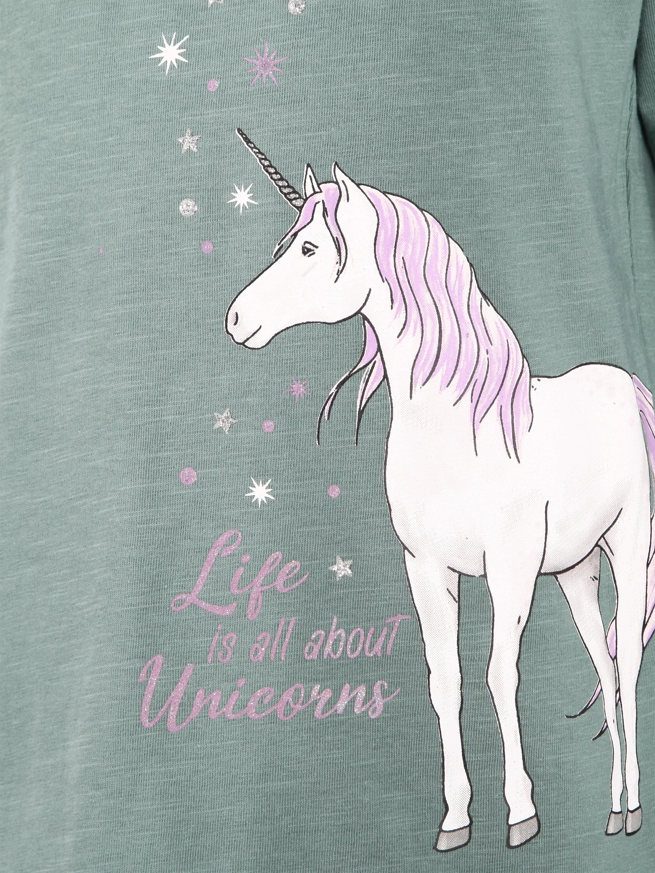 One Way KM Longsleeve mit Einhorn Print in grün Grün 913468 GRÜN 3