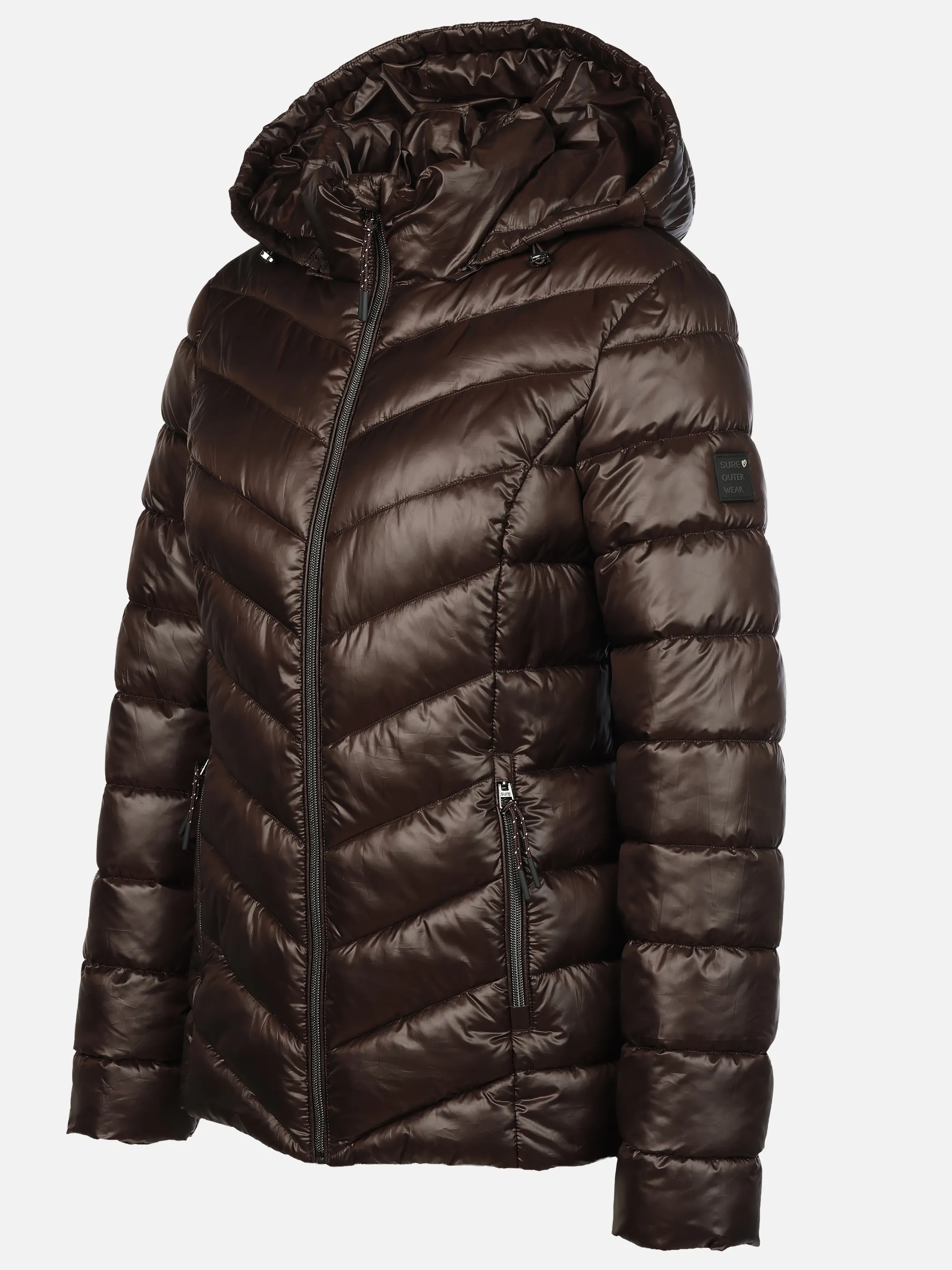 Sure Da. Steppjacke mit abnehmbarer Kapuze Braun 928651 CHOCOLATE 3