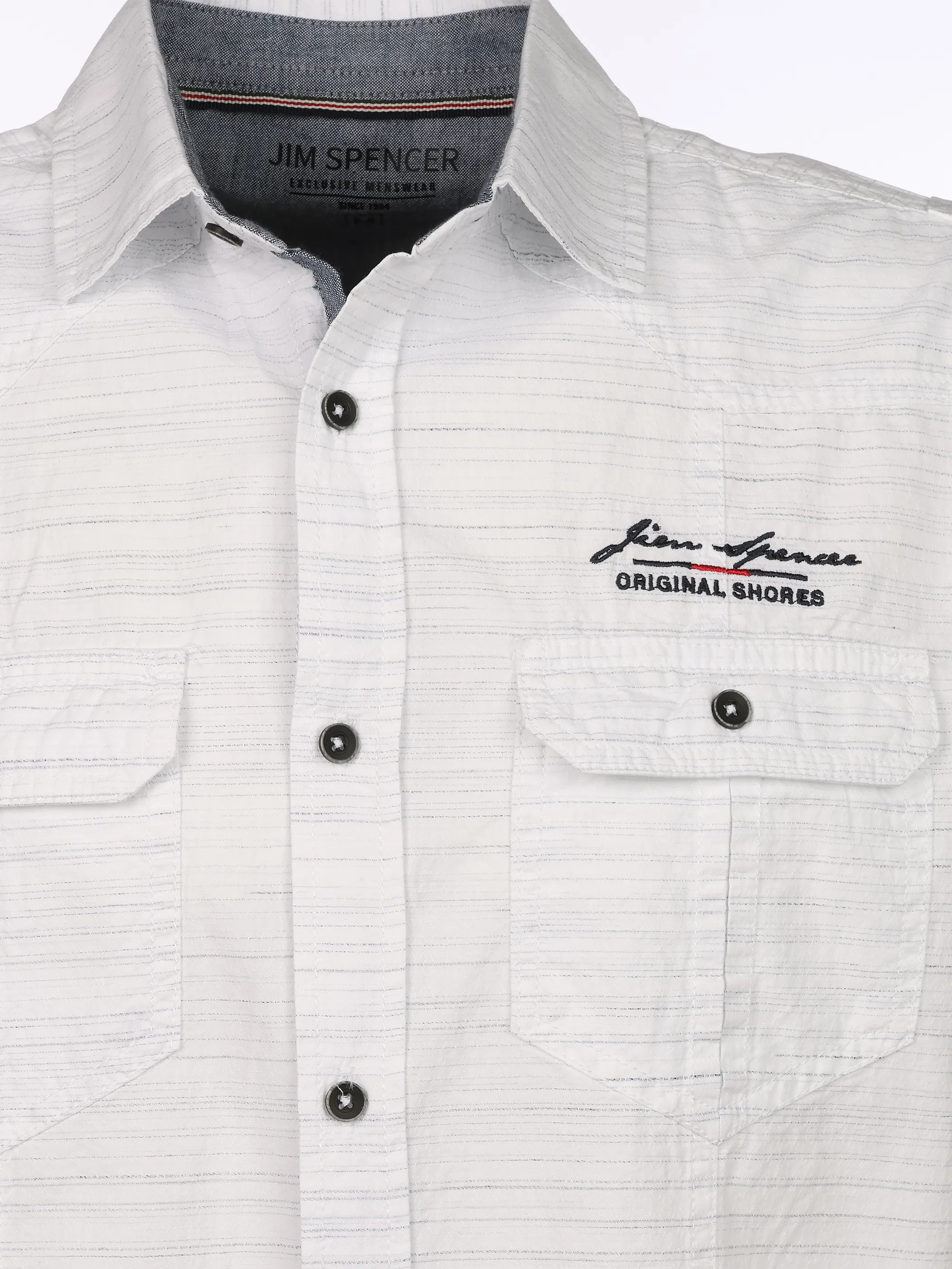 Jim Spencer He. Freizeithemd 1/2 Arm slub Weiß 925936 WHITE SLUB 3