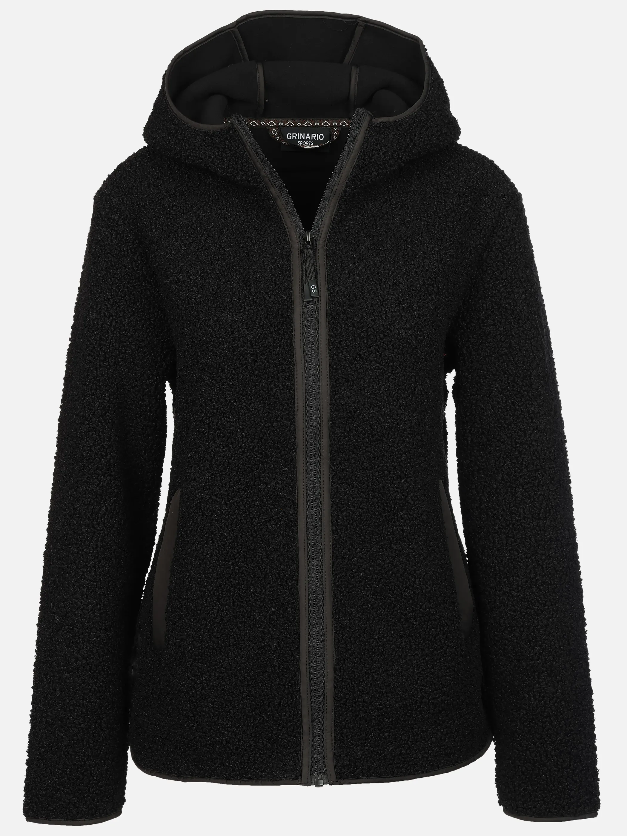 Grinario Sports Da-Teddy Fleece Jacke, m. Kapuze Schwarz 928453 BLACK 1