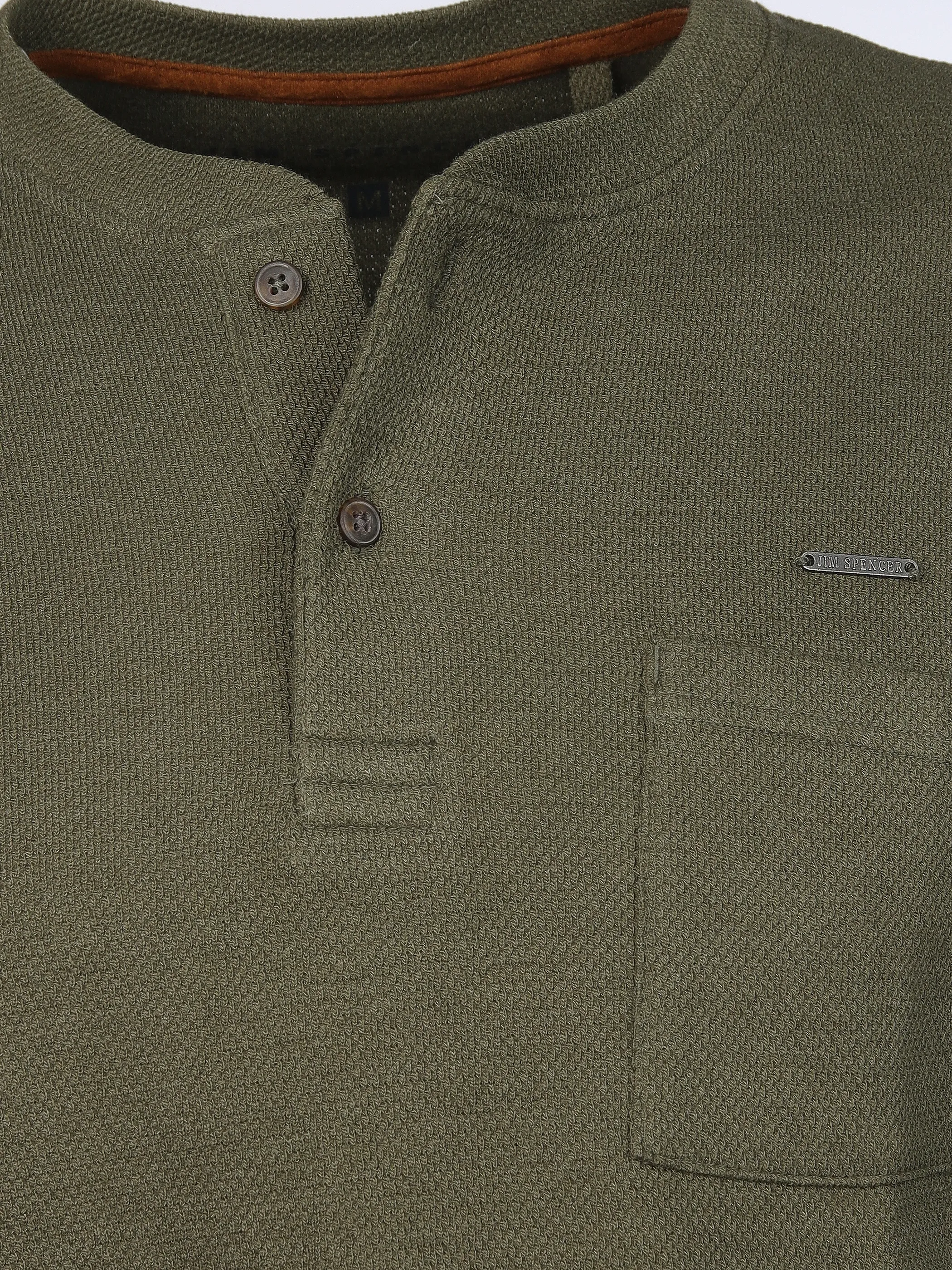 Jim Spencer He. Henleyshirt 1/1 Arm waffle Oliv 913323 KHAKI 3