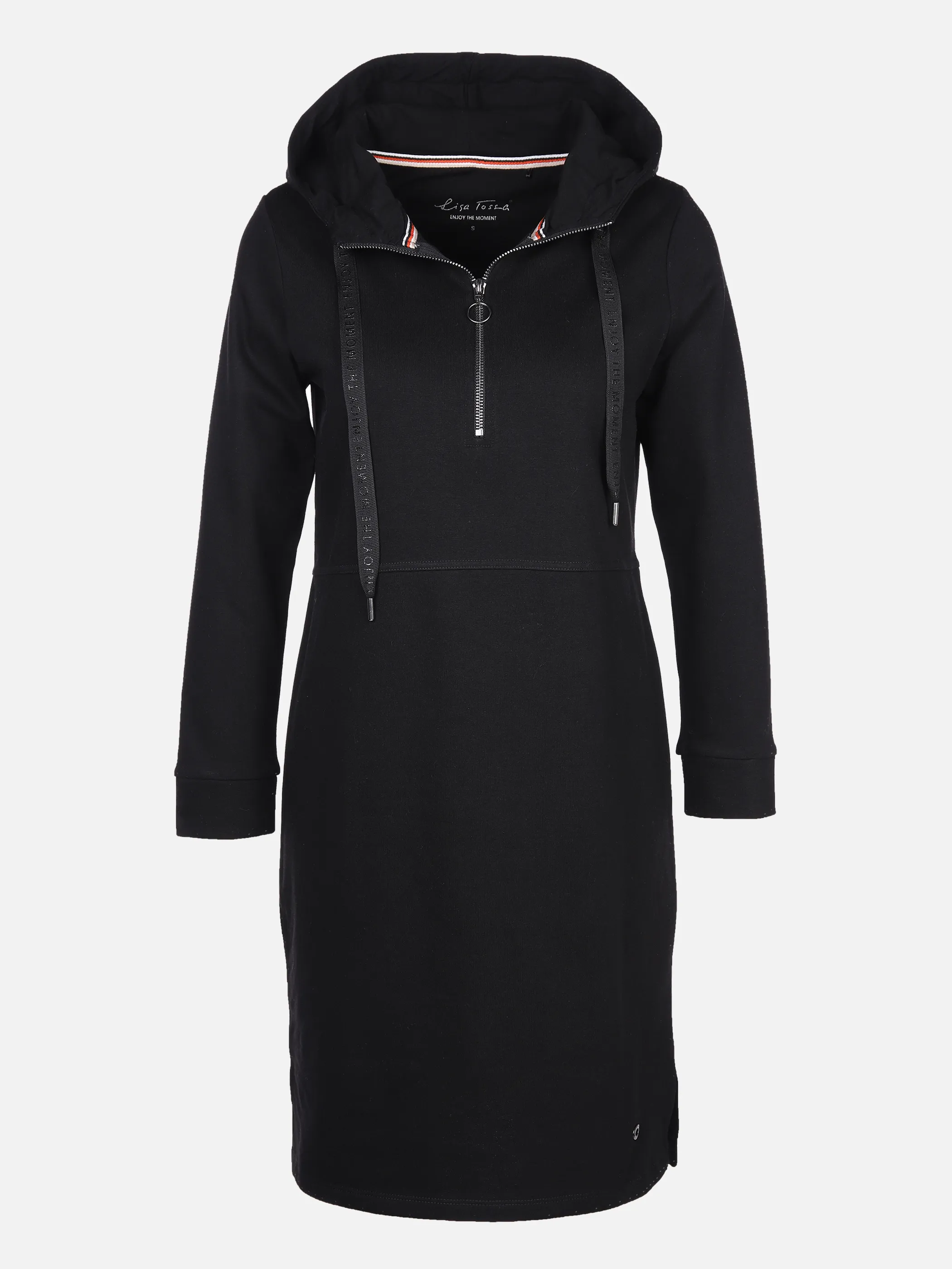 Damen Sweatkleid mit Troyer-Ausschnitt L 872118-schwarz-3