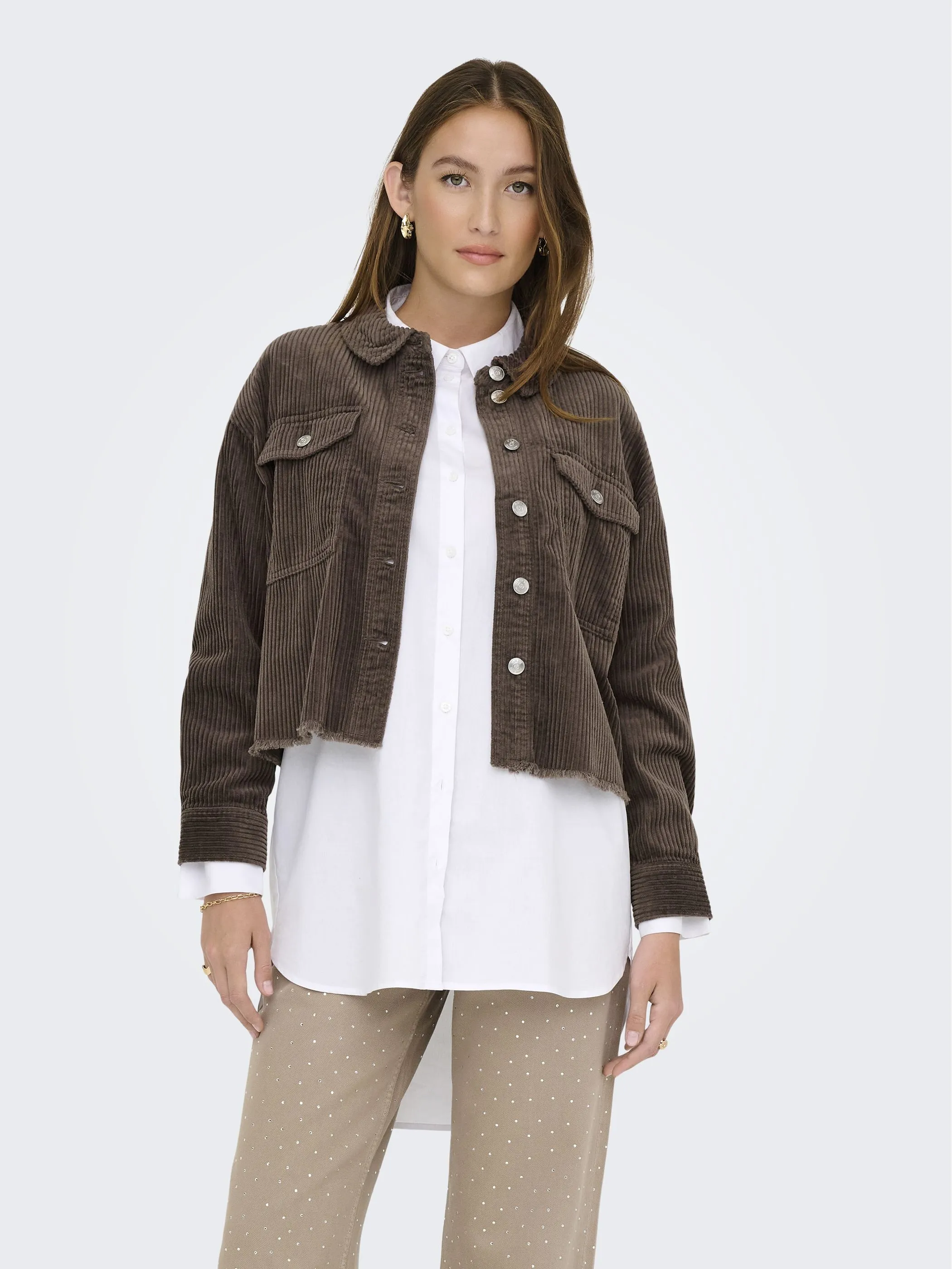 Only ONLY 15222456 ONLMARINA-ENY LIFE L/S CORD JACKET Braun 913013 273815 1