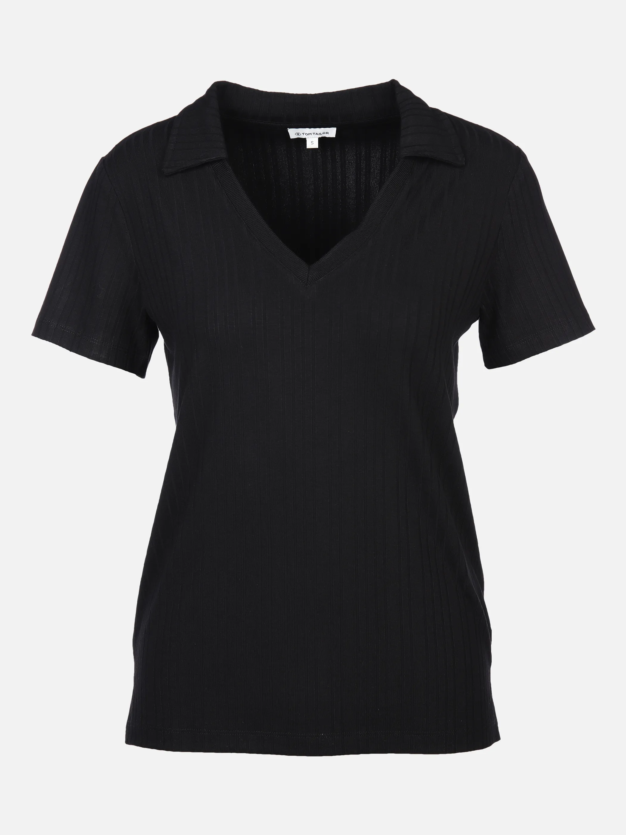 Tom Tailor 1036796 T-shirt rib polo collar Schwarz 880509 14482 1