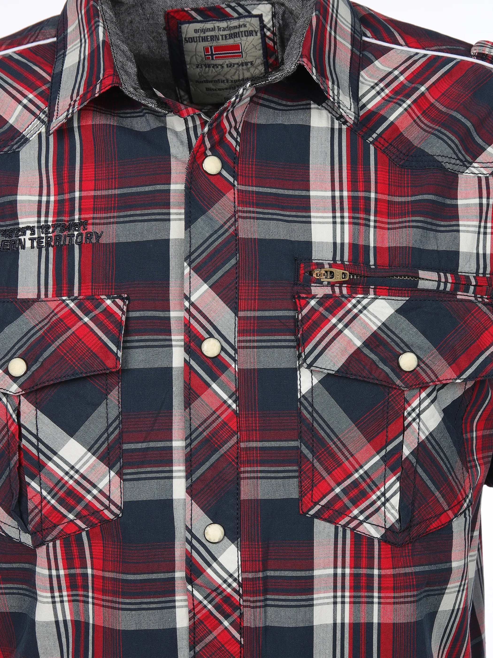 Southern Territory He. Freizeithemd 1/2 Arm zipper Rot 906573 RED 3