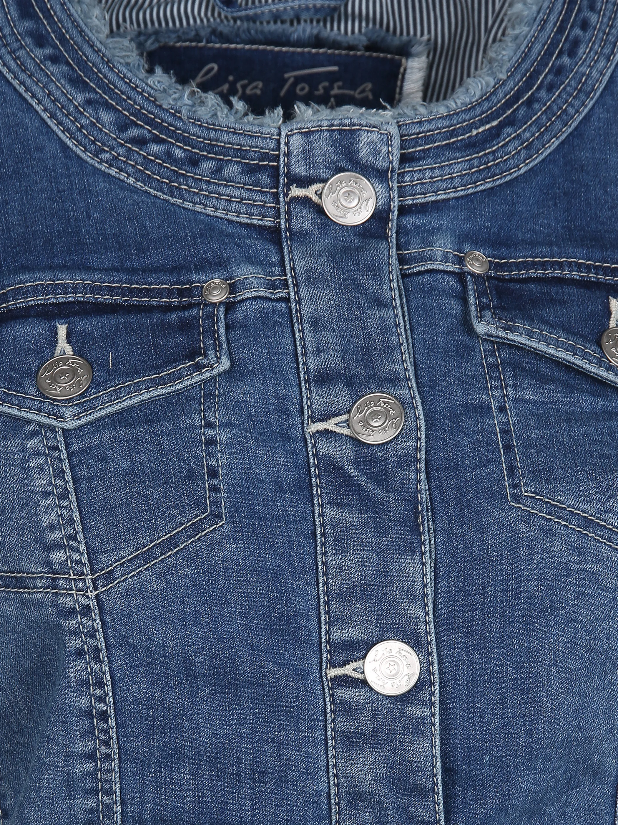 Lisa Tossa Da-Jeansjacke m. Fransenkanten Blau 848365 MID BLUE 3