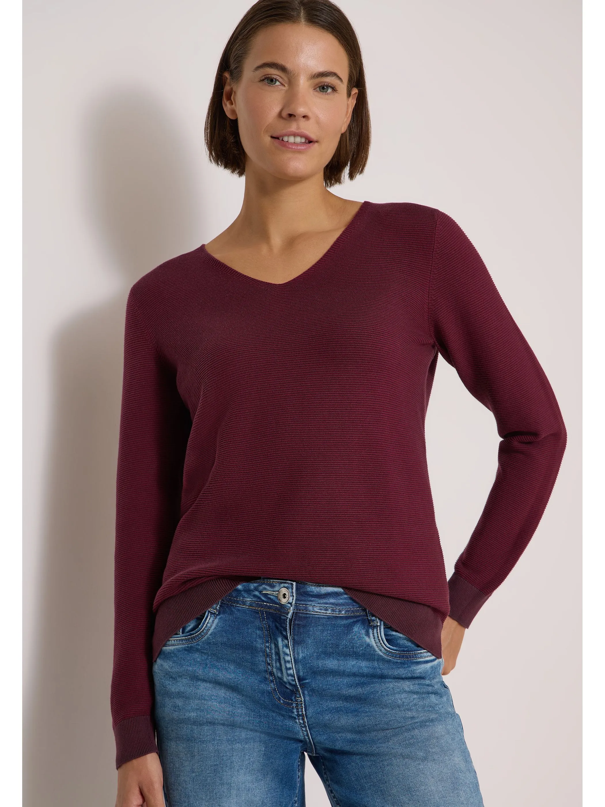 Cecil B303979 NOS 2-Tone V-Neck Rot 932614 27749 1