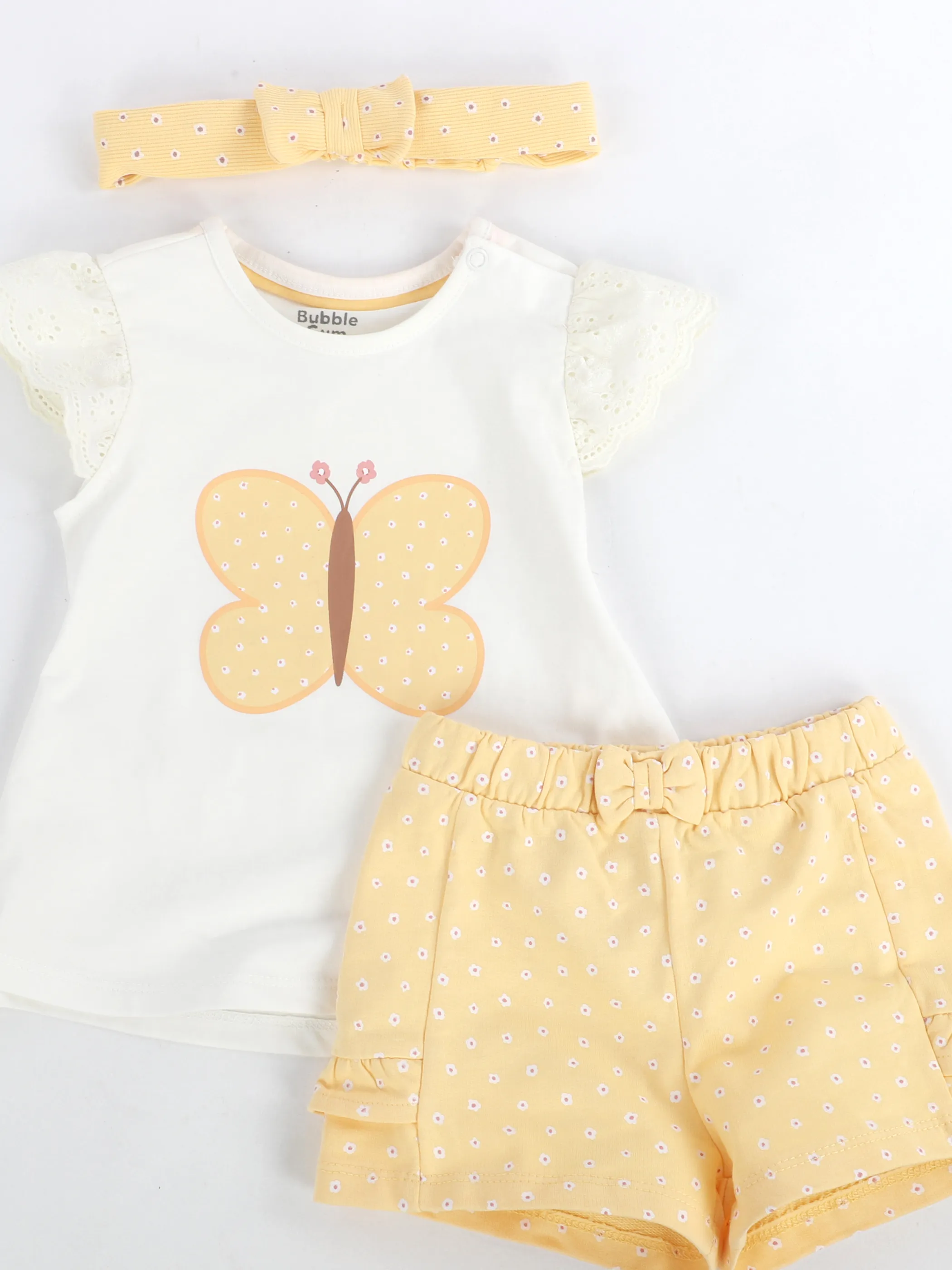 Bubble Gum BM Set Shirt mit schmerterlingprint+Hose+Haarband Gelb 909816 GELB/WEIß 3 Bubble Gum BM Set Shirt mit schmerterlingprint+Hose+Haarband Gelb 909816 GELB/WEIß 3