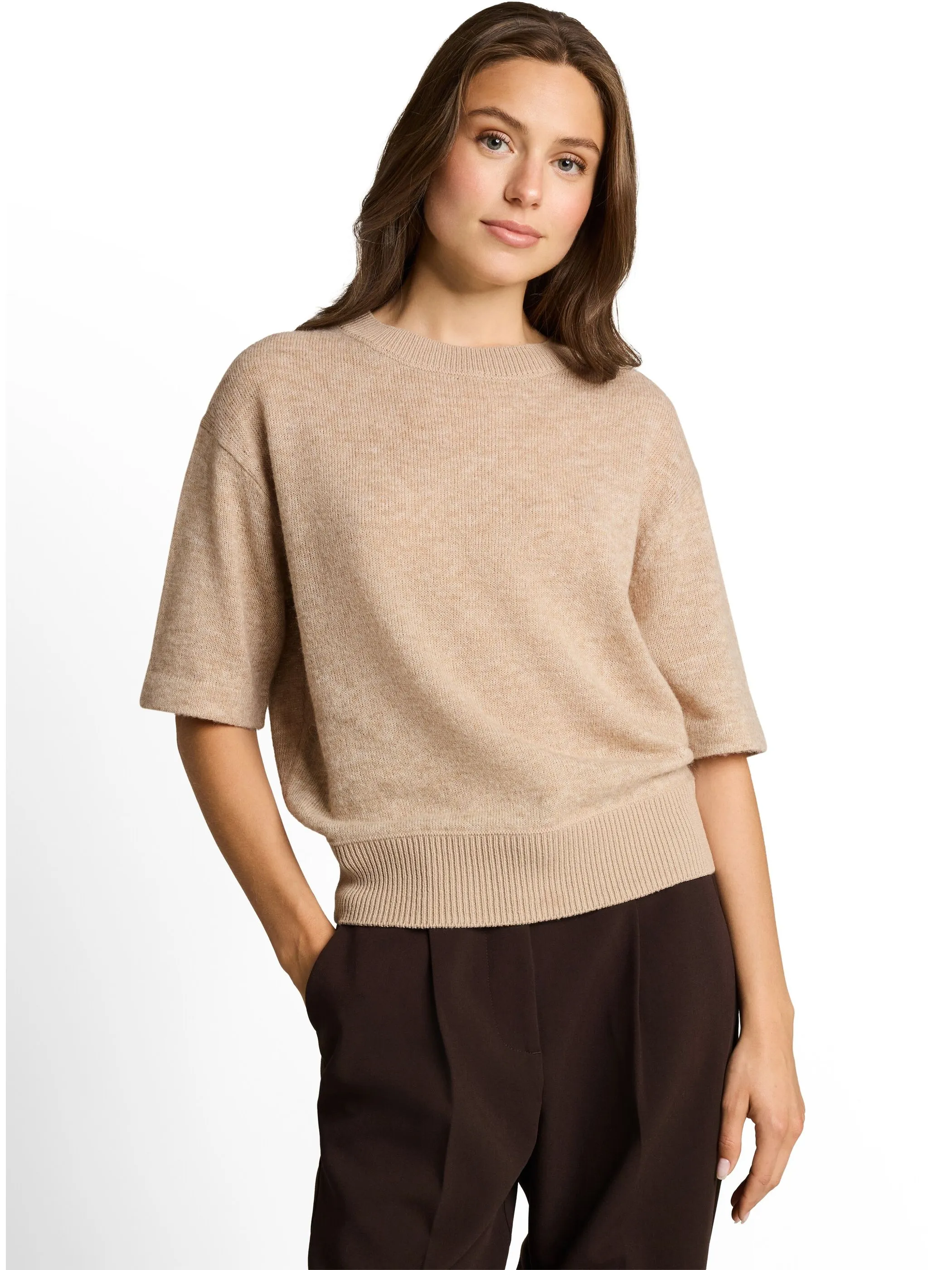 Tom Tailor 1053214 NOS knit cosy shortsleeve sweater Beige 934163 40523 1