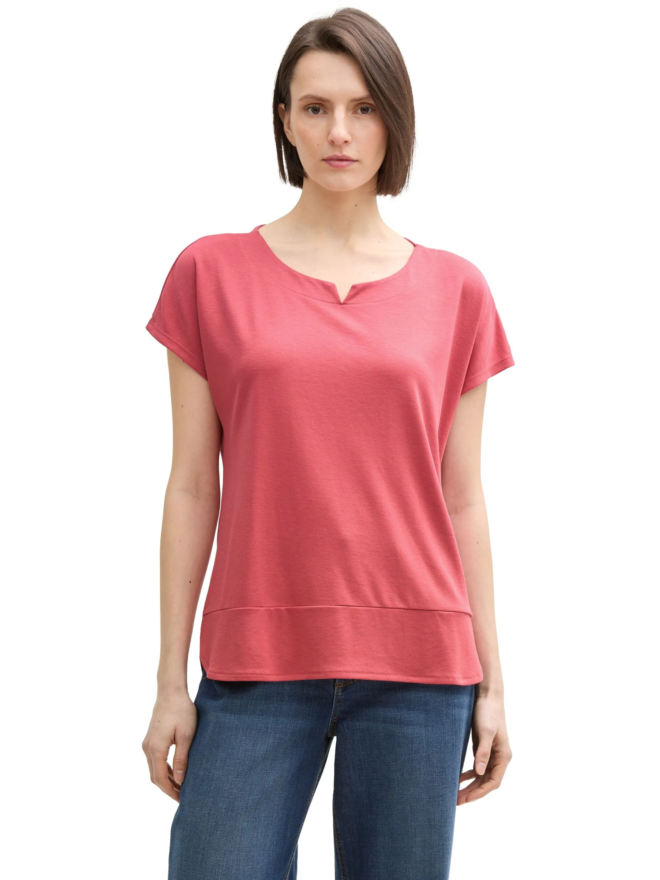 Tom Tailor 1040547 NOS T-shirt fabric mix crew neck Rot 890601 11016 5