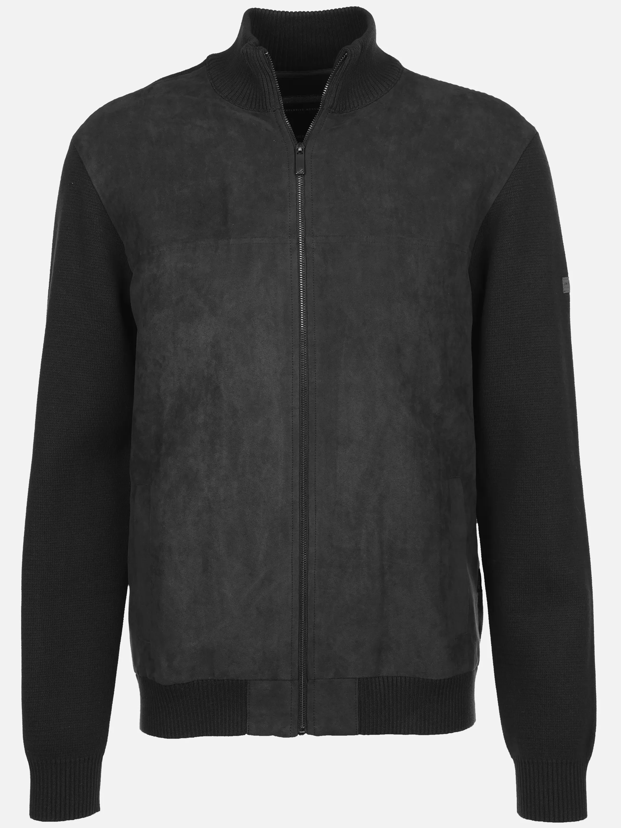 Jim Spencer He. Strickjacke Velour Schwarz 929627 BLACK 1