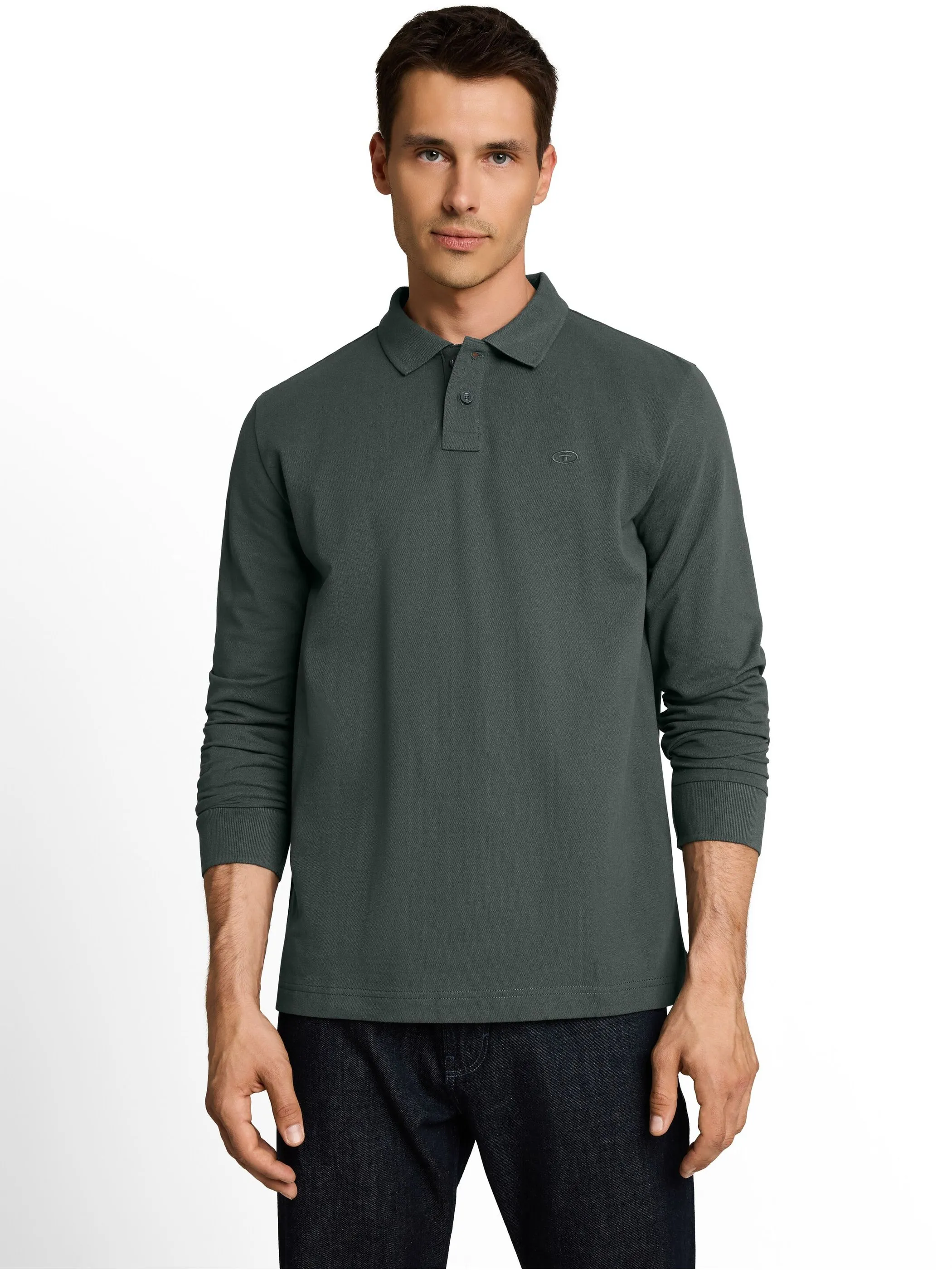 Tom Tailor 1052652 NOS basic longsleeve polo Grün 934239 14406 1